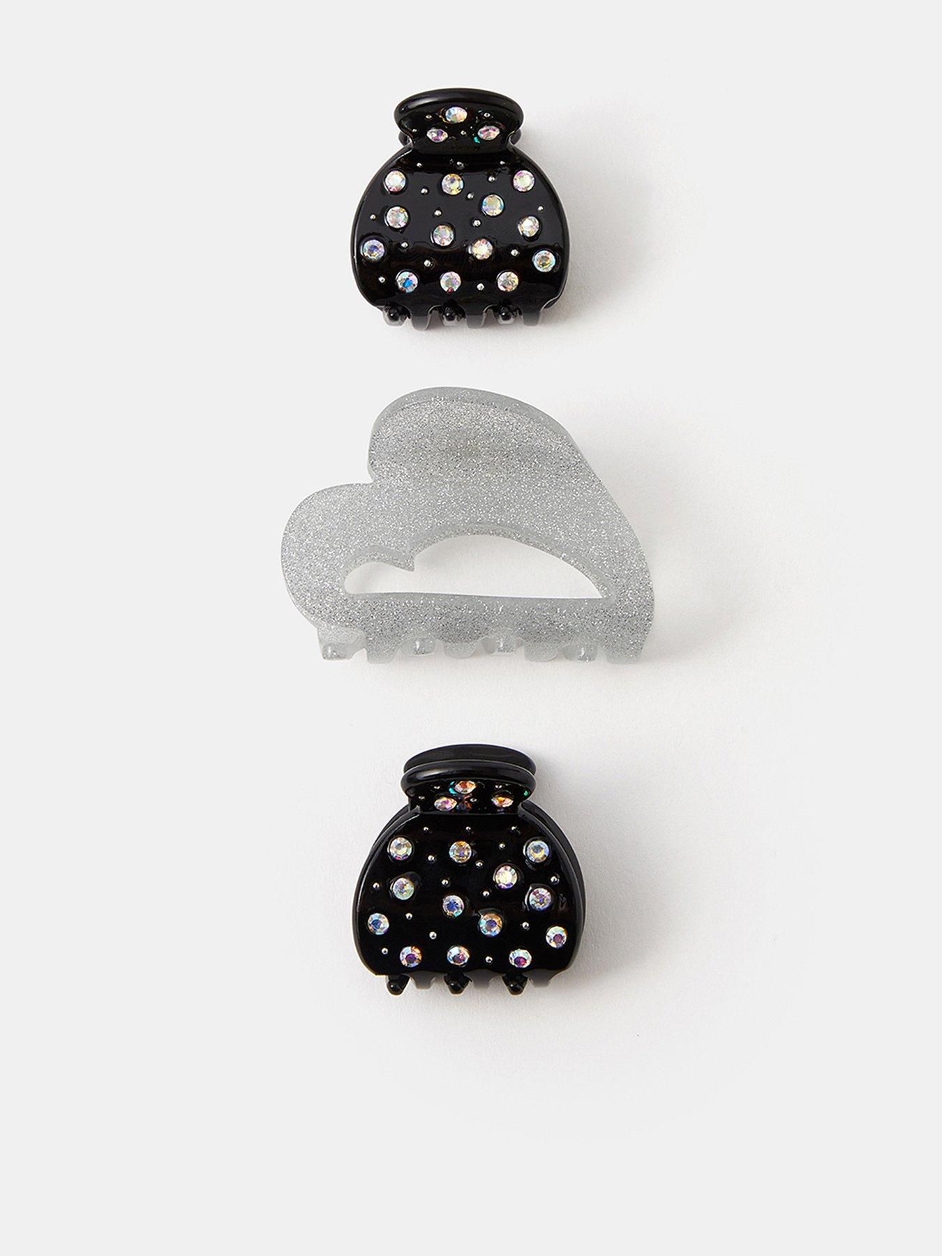 Accessorize 3 X Sparkle Heart Claw Clip - Multi