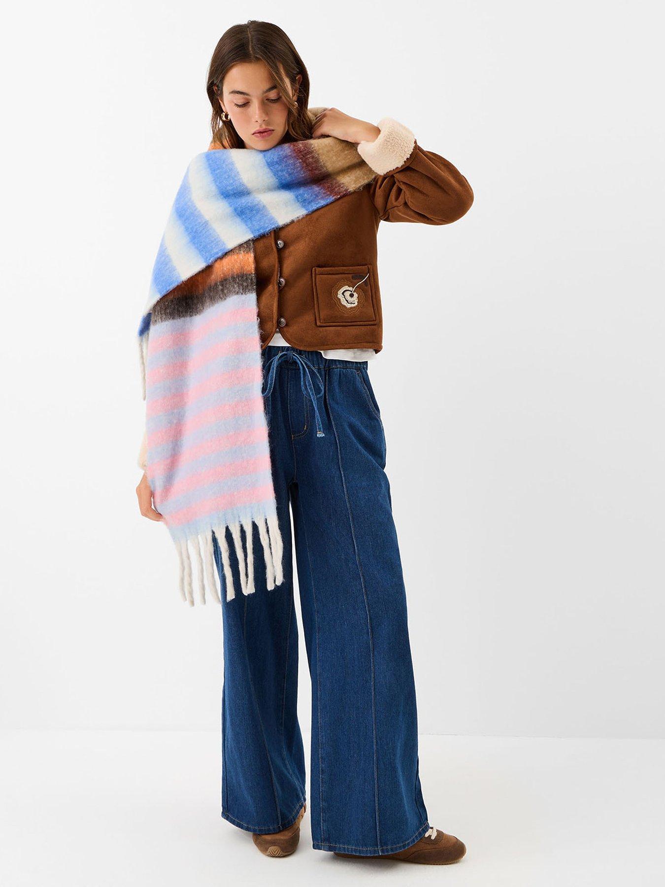 image of accessorize-candy-stripe-super-fluffy-scarf-multi