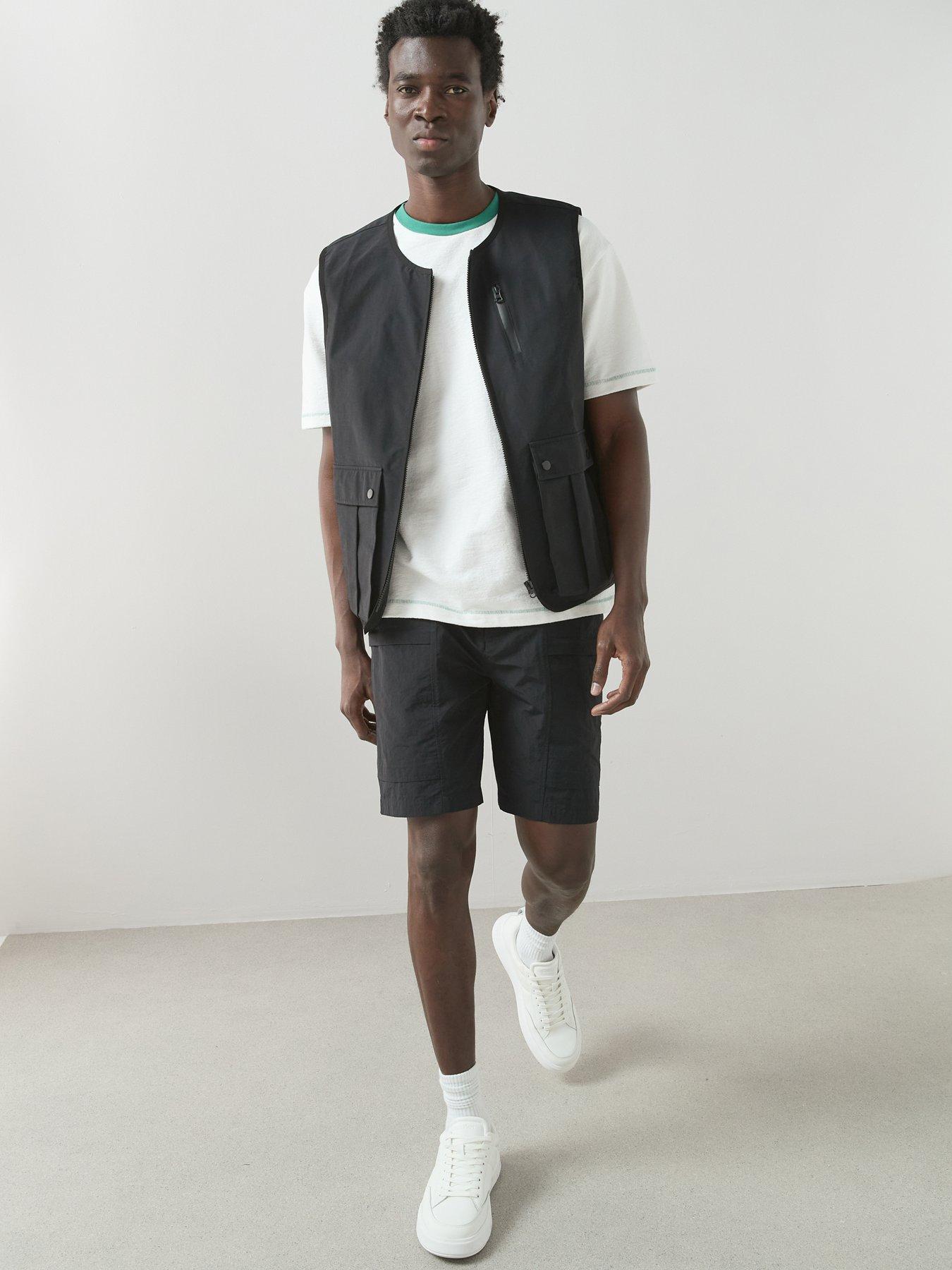  image of the-very-collection-tech-double-pocket-cargo-shorts-black