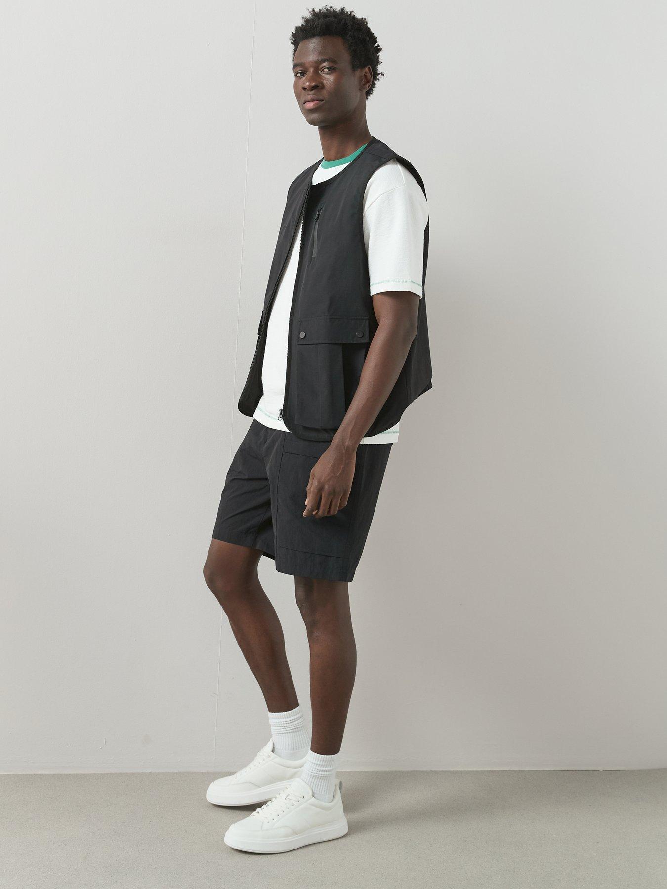  image of the-very-collection-tech-double-pocket-cargo-shorts-black