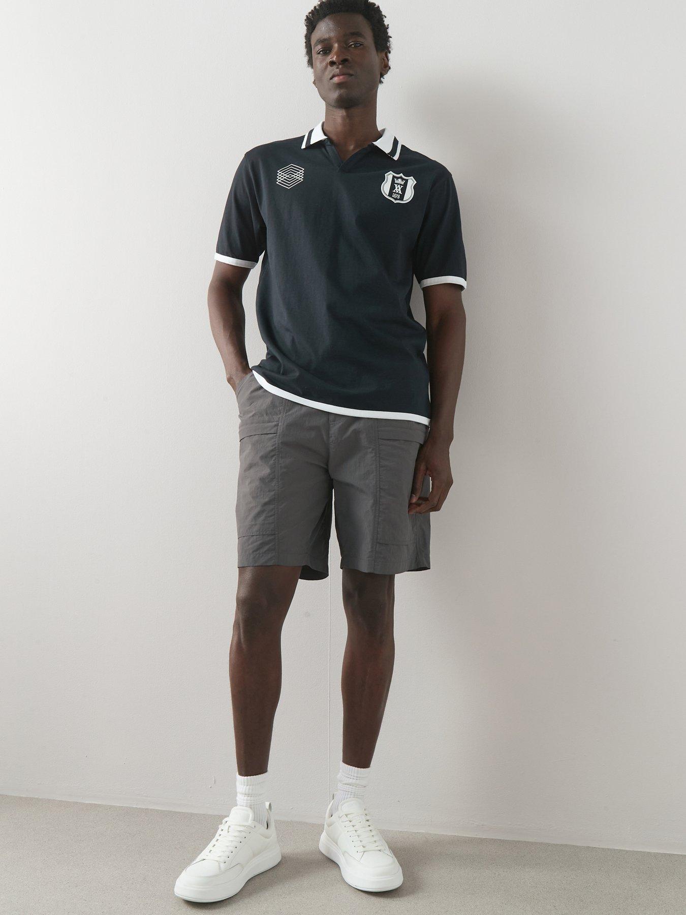  image of the-very-collection-tech-double-pocket-cargo-shorts-grey