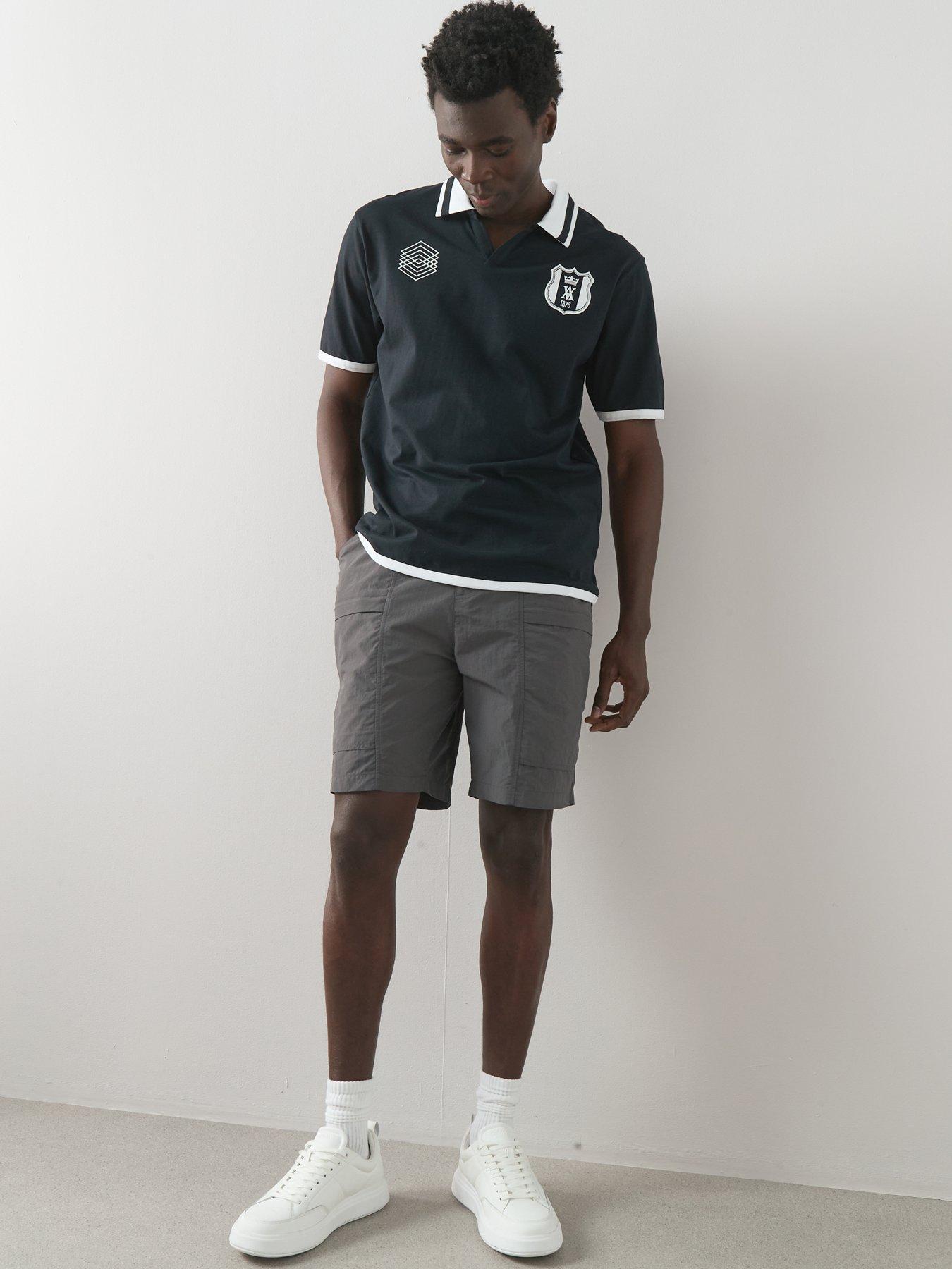  image of the-very-collection-tech-double-pocket-cargo-shorts-grey