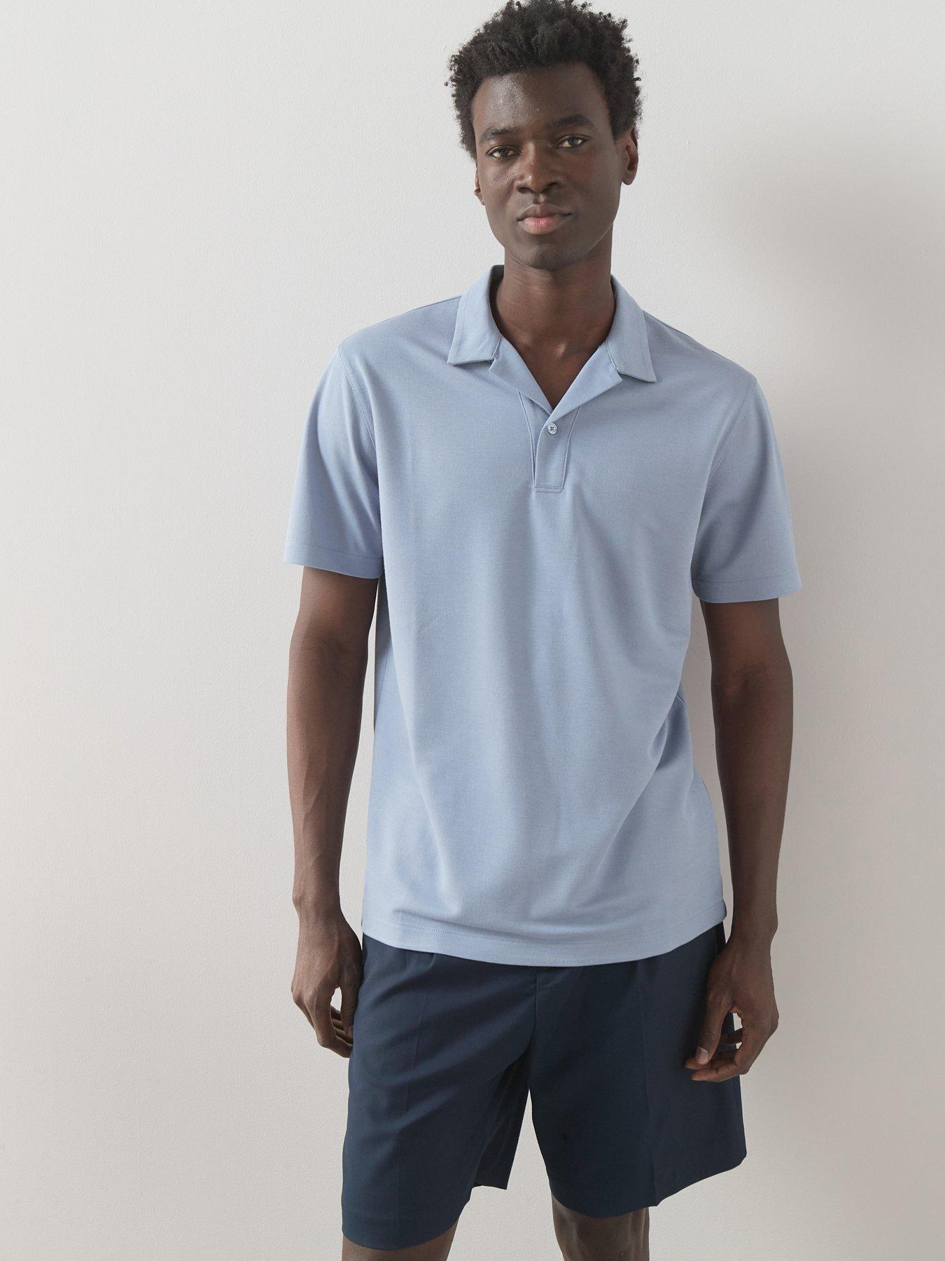 The Very Collection Short Sleeve Button Up Polo Shirt - Light Blue