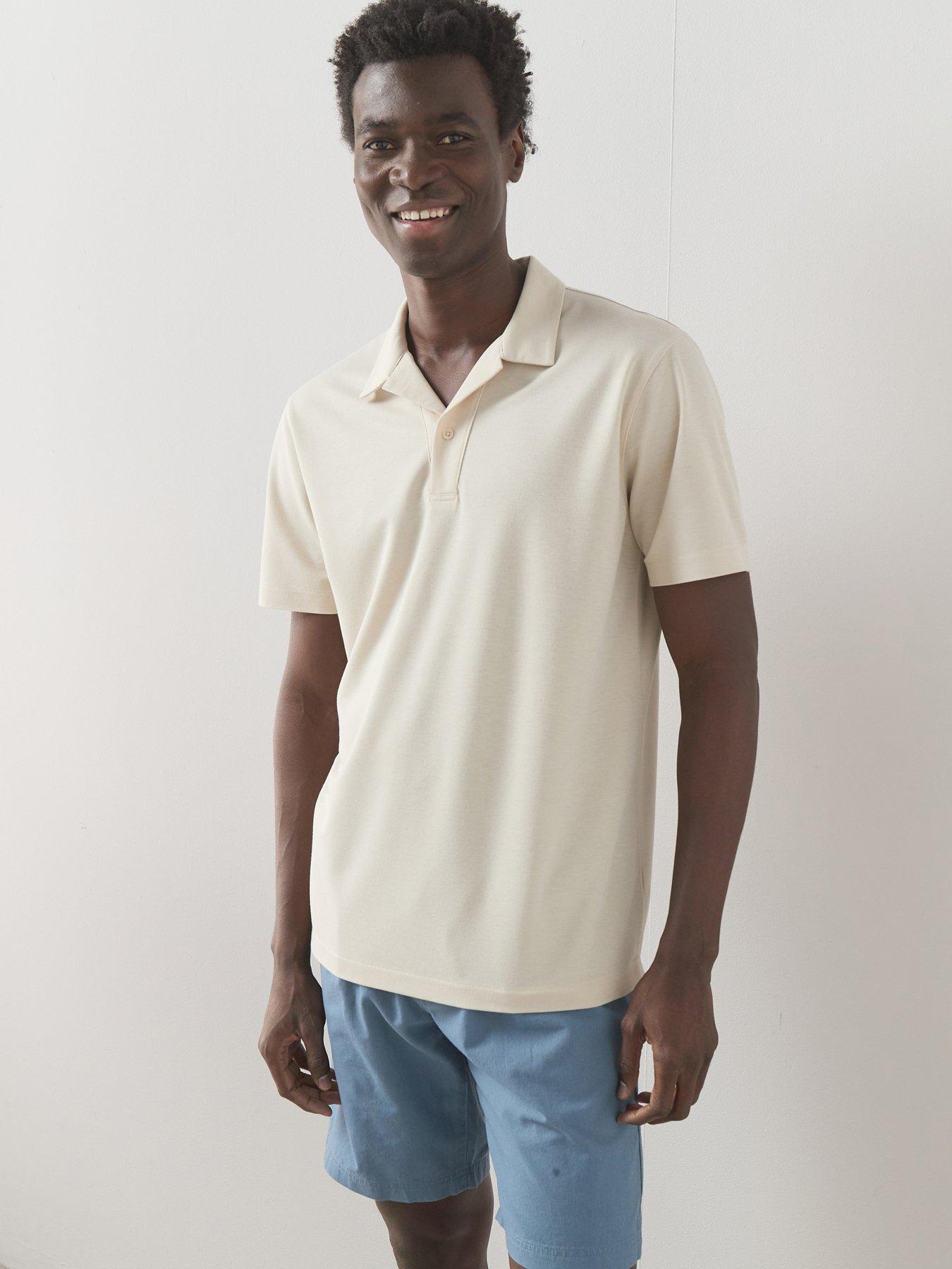 The Very Collection Short Sleeve Button Up Polo Shirt - Stone - Beige