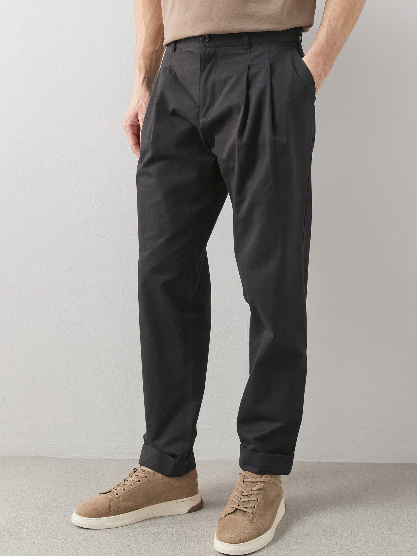 The Very Collection Turn Up Pleated Trouser - Black