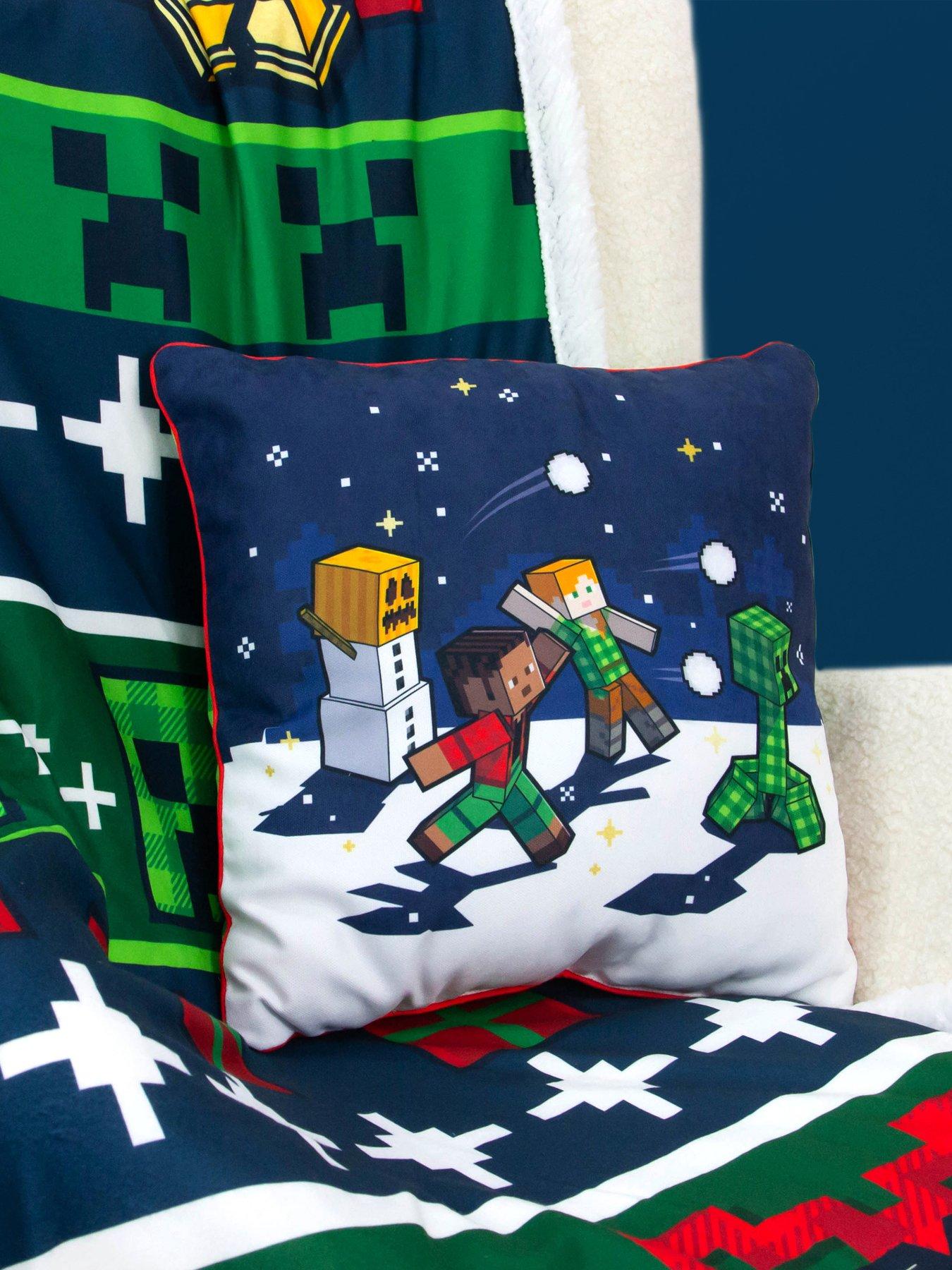 undefined Minecraft Snowy Square Christmas Cushion