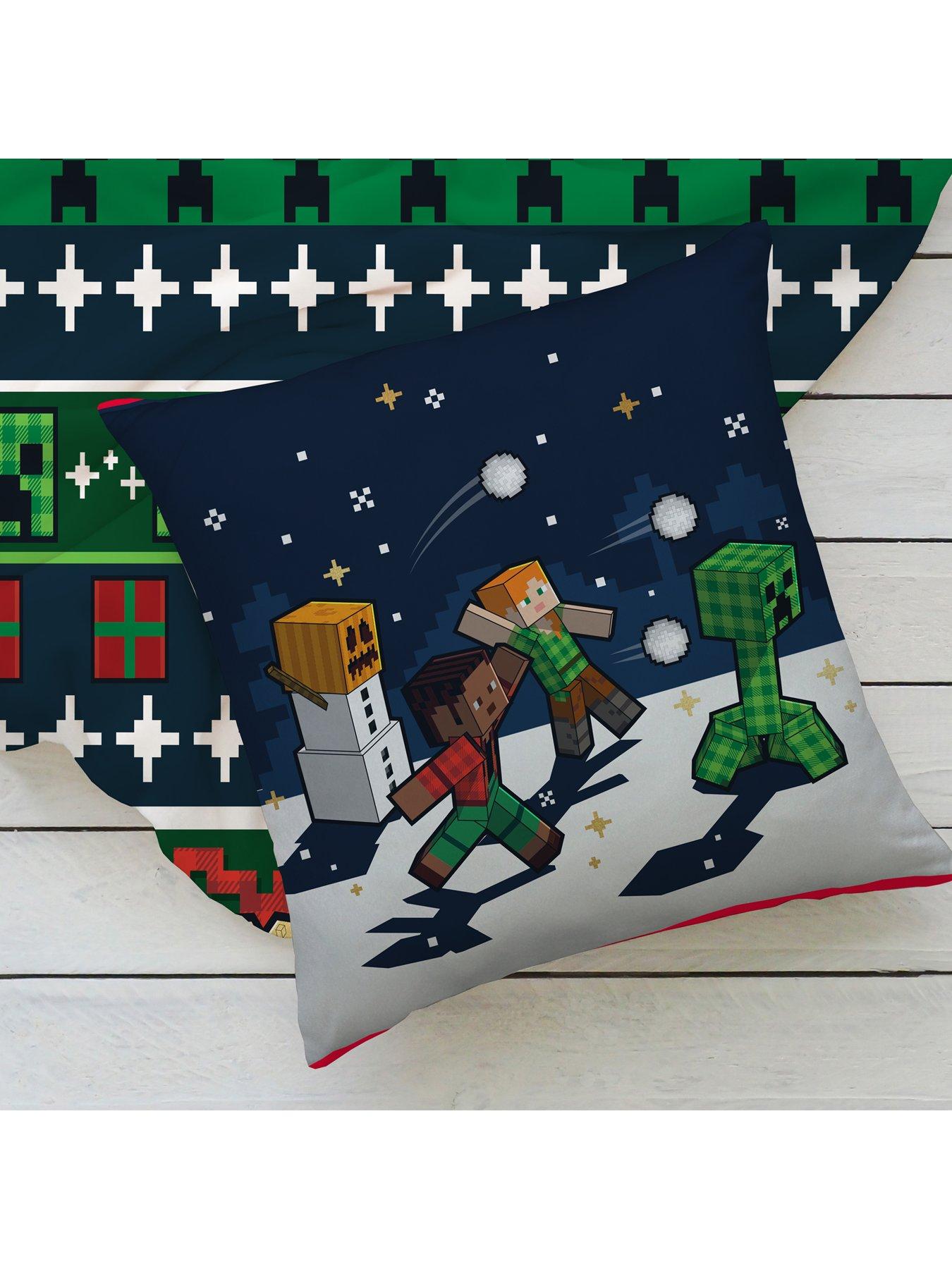 Image 4 of 5 of Minecraft Snowy Square Christmas Cushion