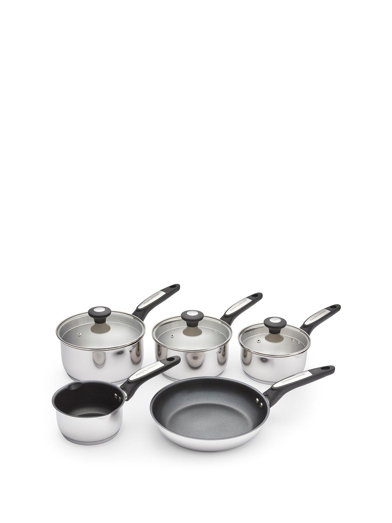 Morphy Richards 5pc Pouring Spout Stainless Steel Pan Set Graphite