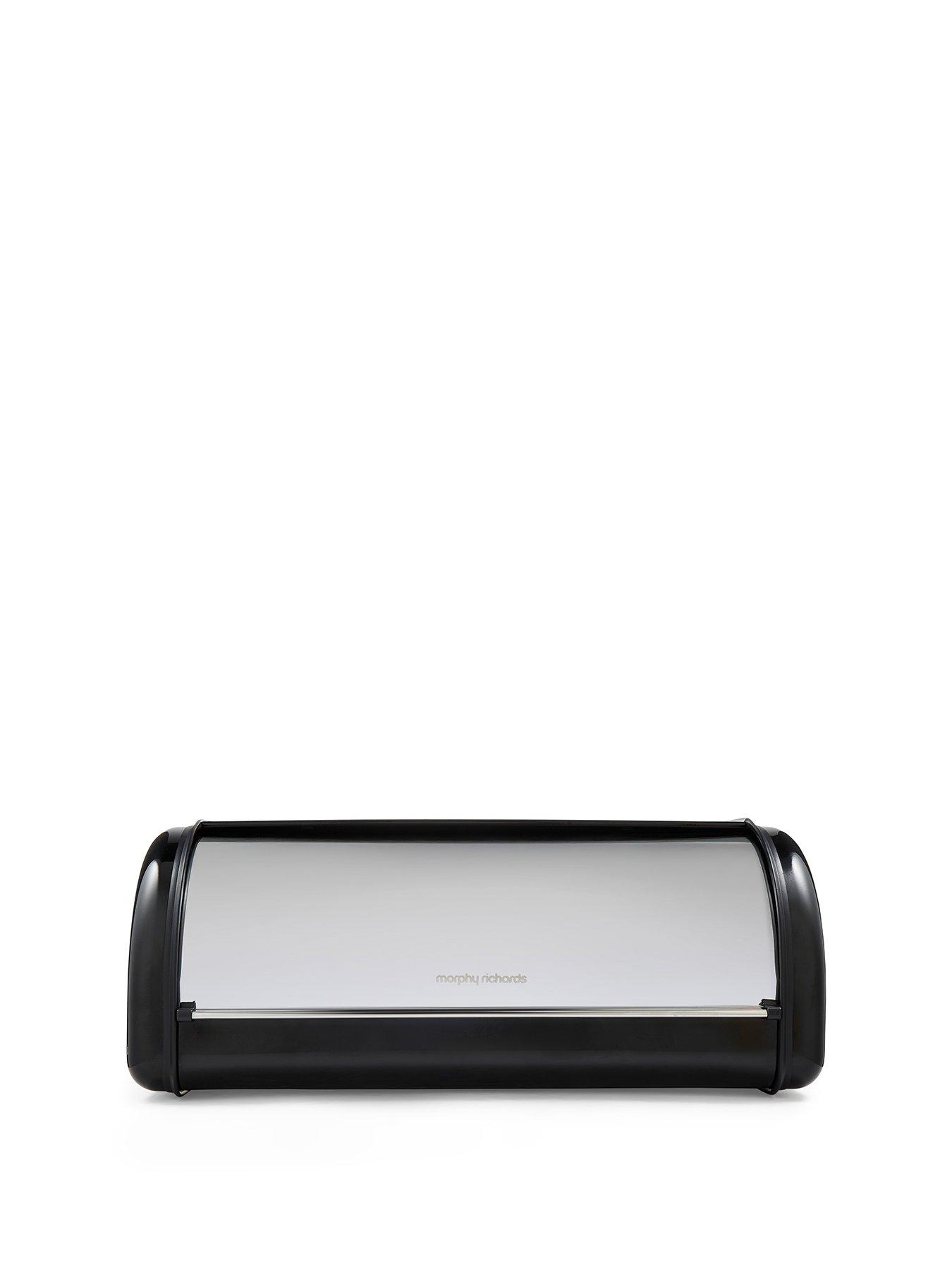  image of morphy-richards-equip-roll-front-bread-bin-black