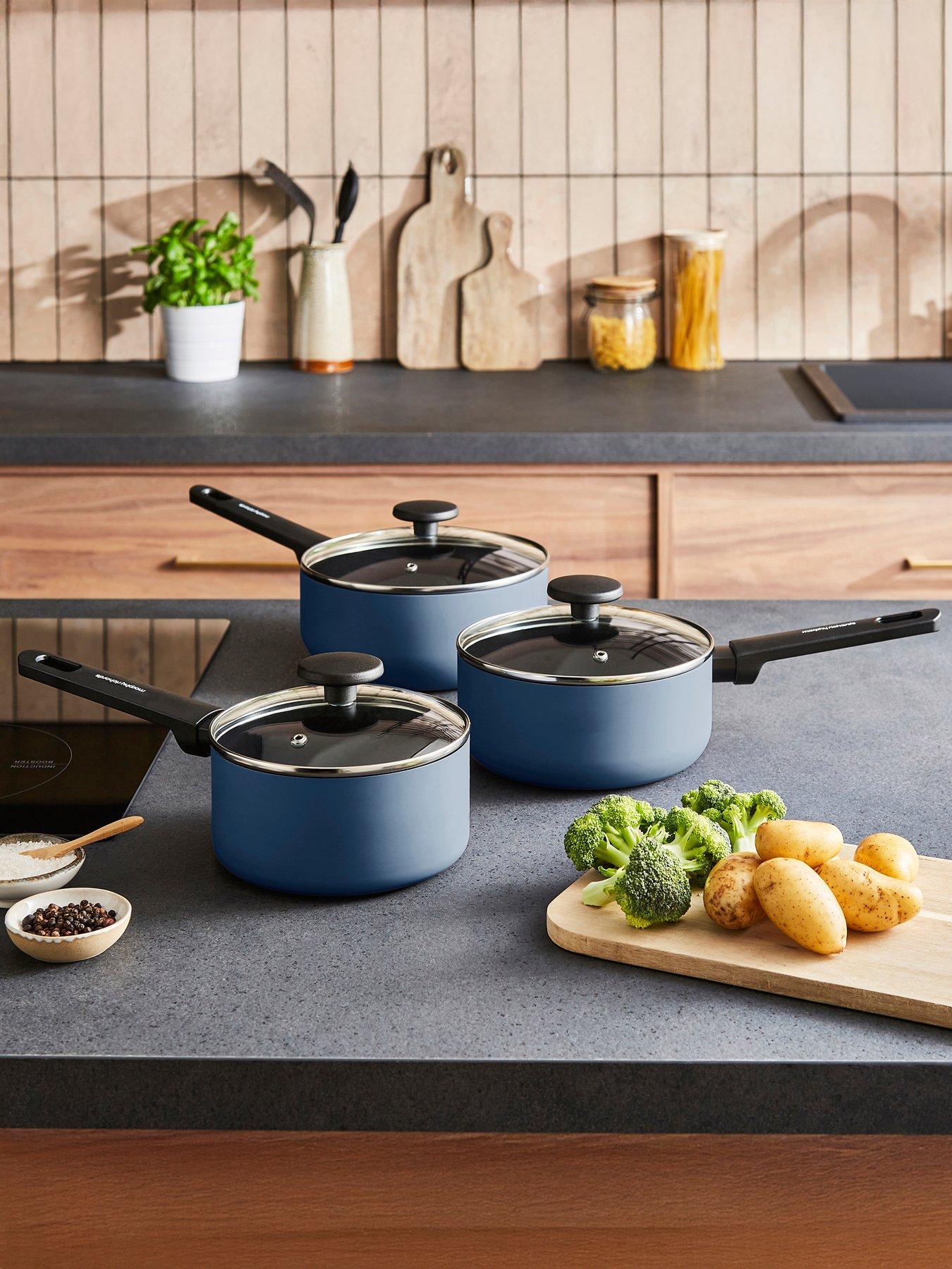 Morphy Richards 3pc Aluminium Saucepan Set Blue
