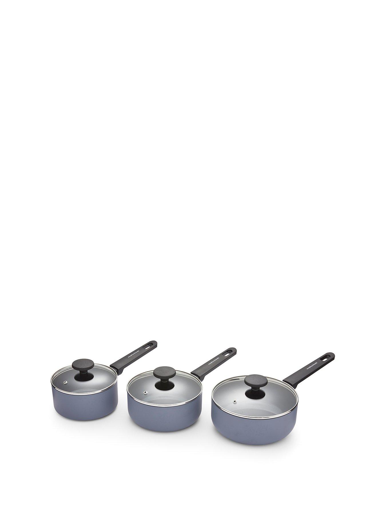 Morphy Richards 3pc Aluminium Saucepan Set Grey