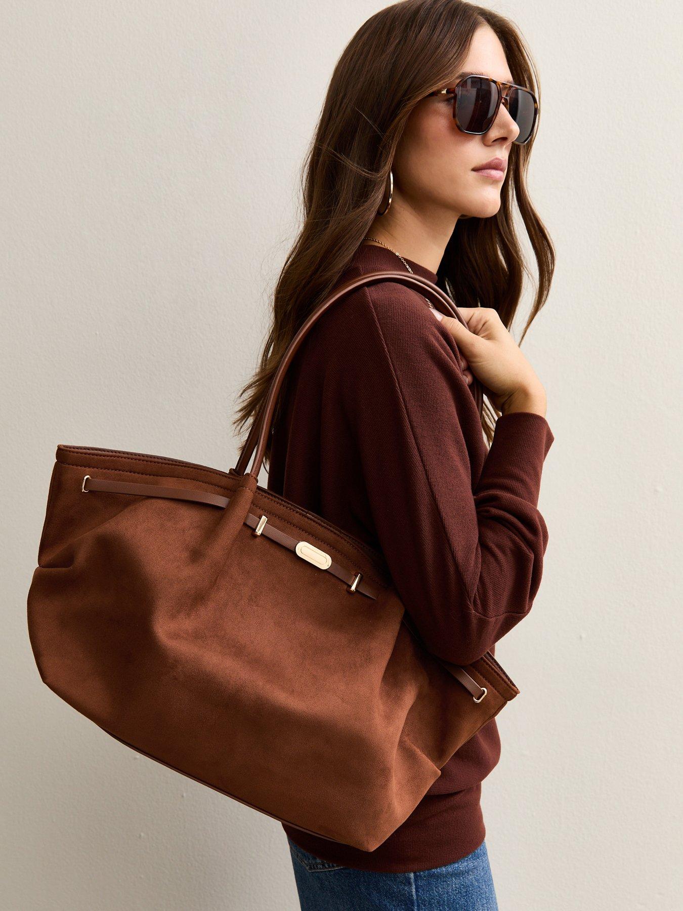 New Look Tan Faux Suede Winged Tote Bag