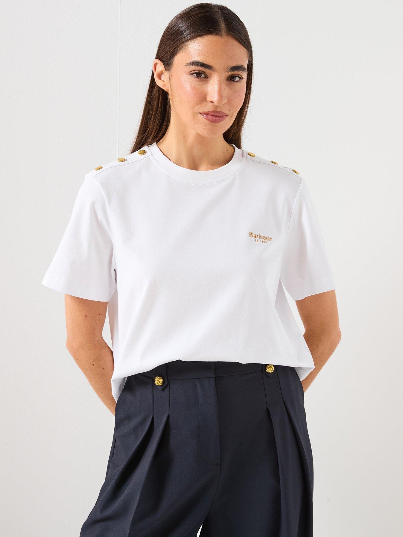 front image of barbour-marla-short-sleeve-t-shirt-white