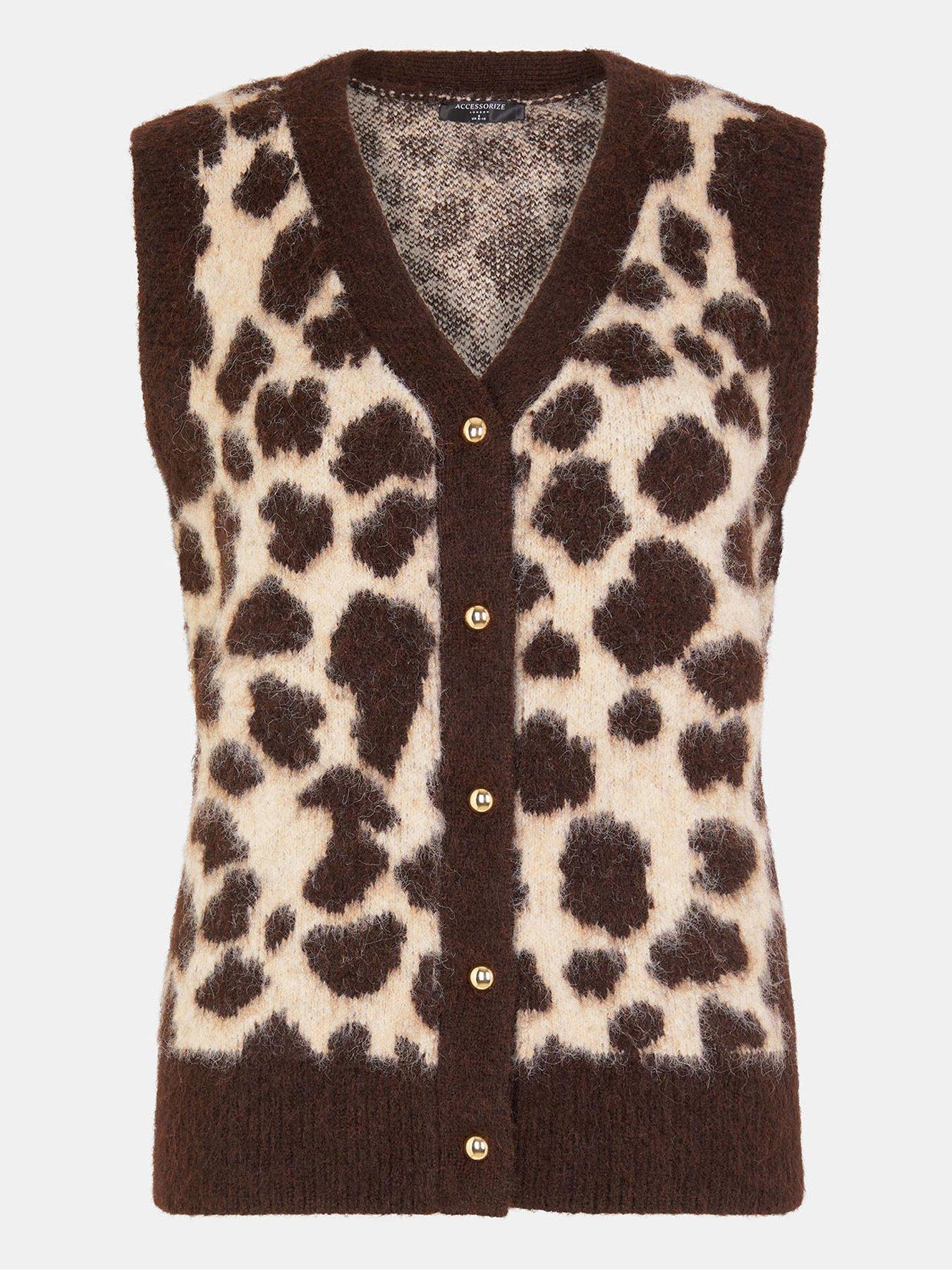 Image 3 of 5 of Accessorize Brushed Leopard Knit Jumper - Brown