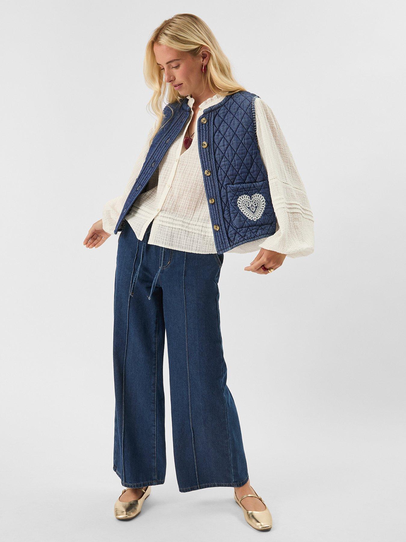 Accessorize Heart Quilted Denim Waistcoat  - Blue
