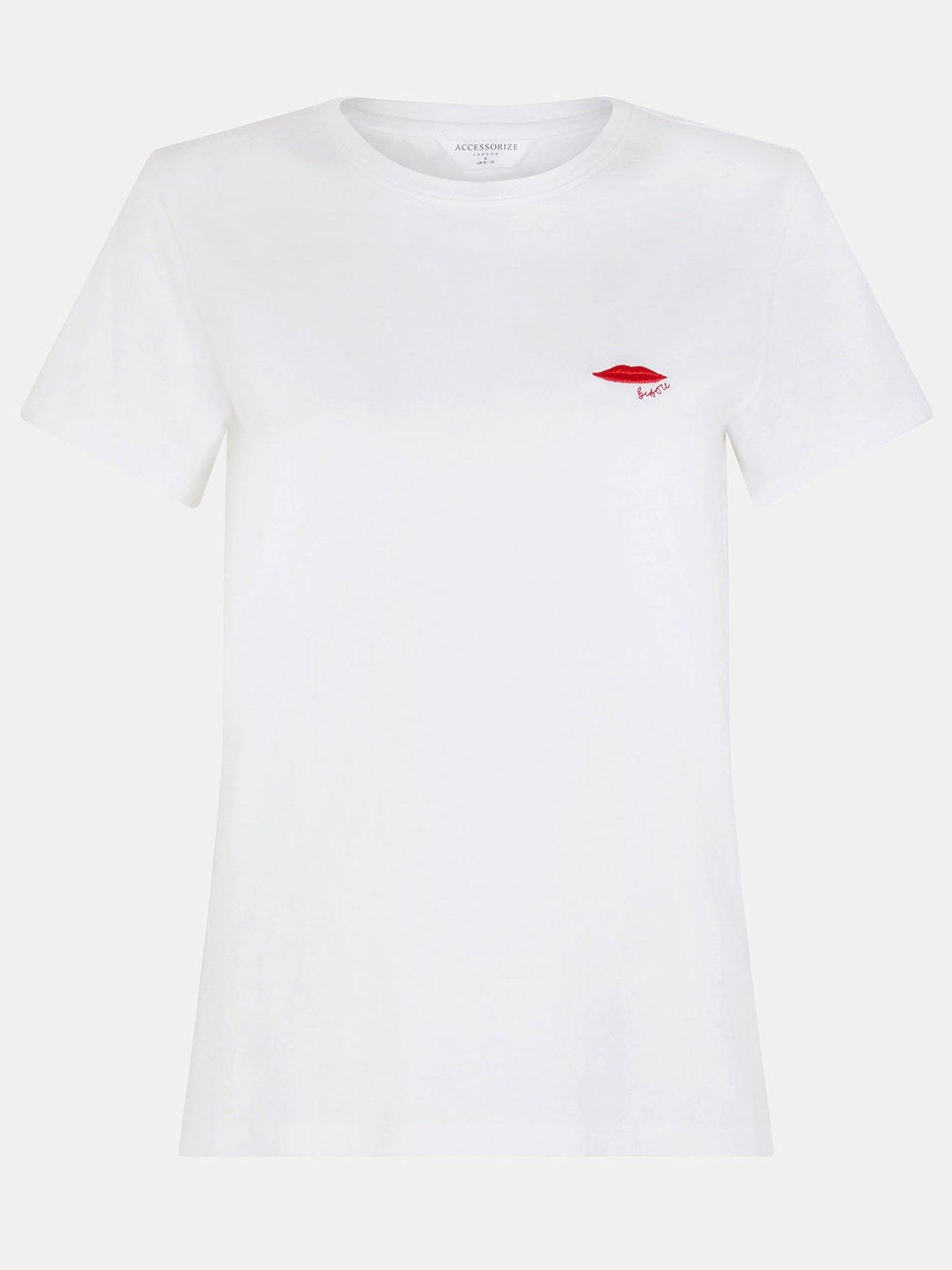  image of accessorize-t-shirt-with-lip-embroidery-white