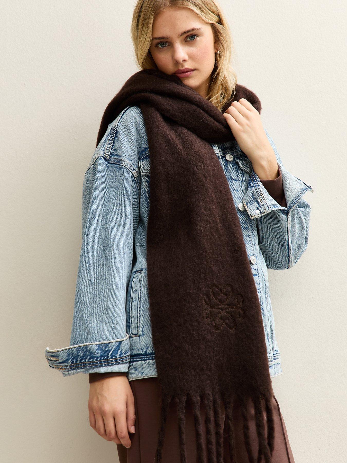 New Look Fridge Embroidered Scarf - Brown