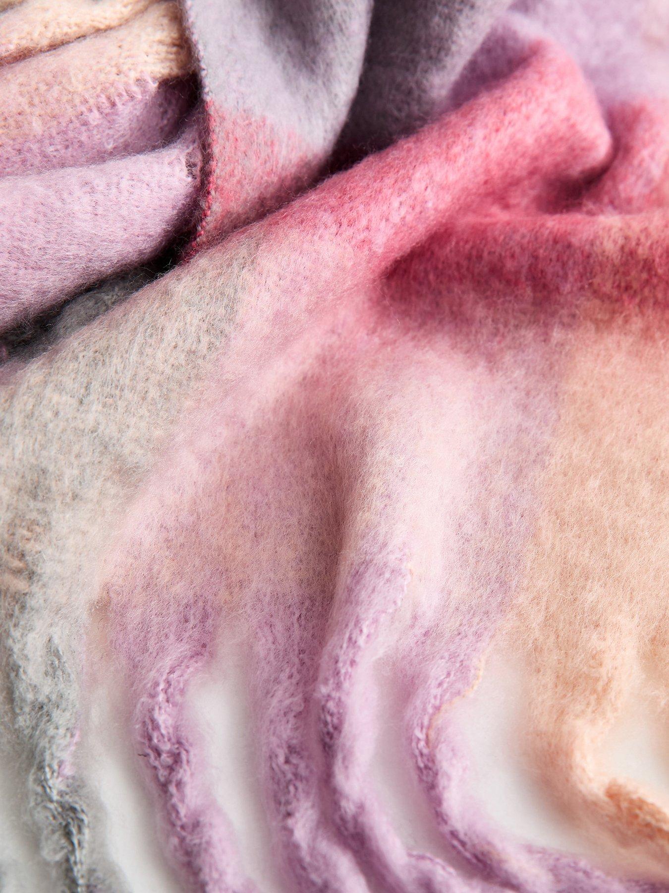  image of new-look-heavyweight-checked-print-pastel-scarf-pink