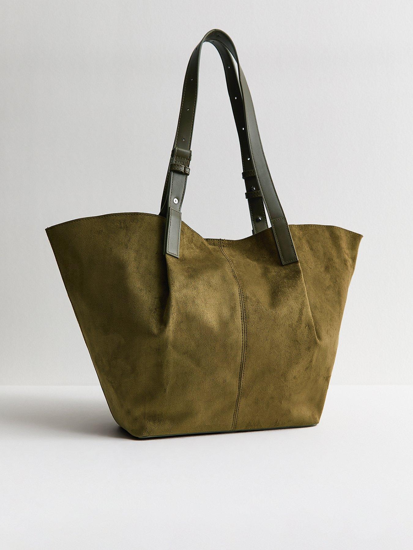 New Look Perth Pinch Suedette Tote - Green