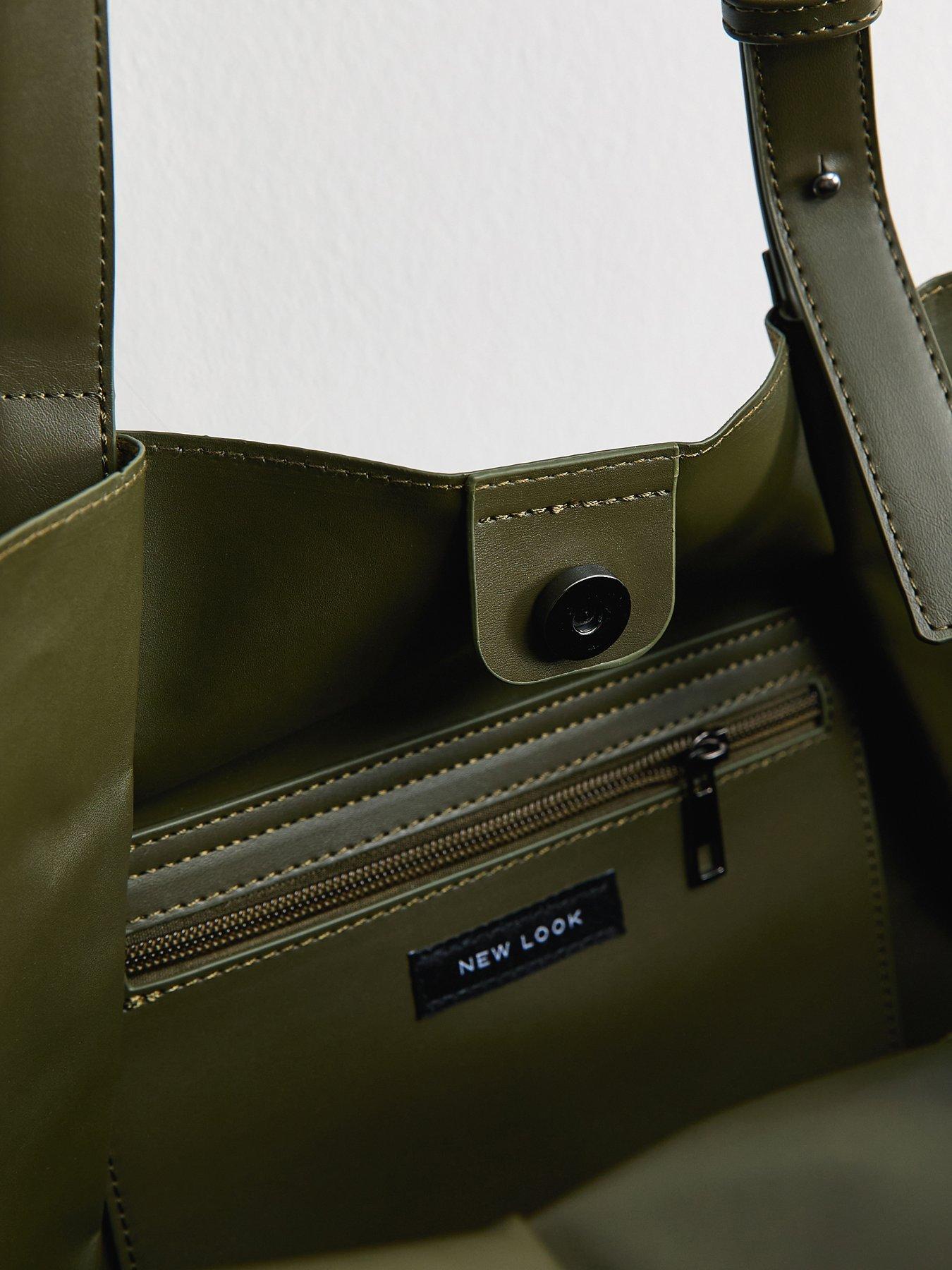 Image 4 of 5 of New Look Perth Pinch Suedette Tote - Green