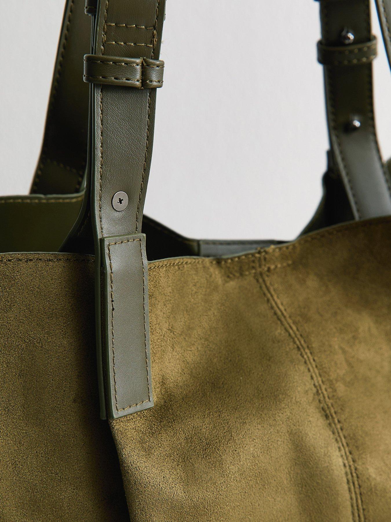 Image 5 of 5 of New Look Perth Pinch Suedette Tote - Green