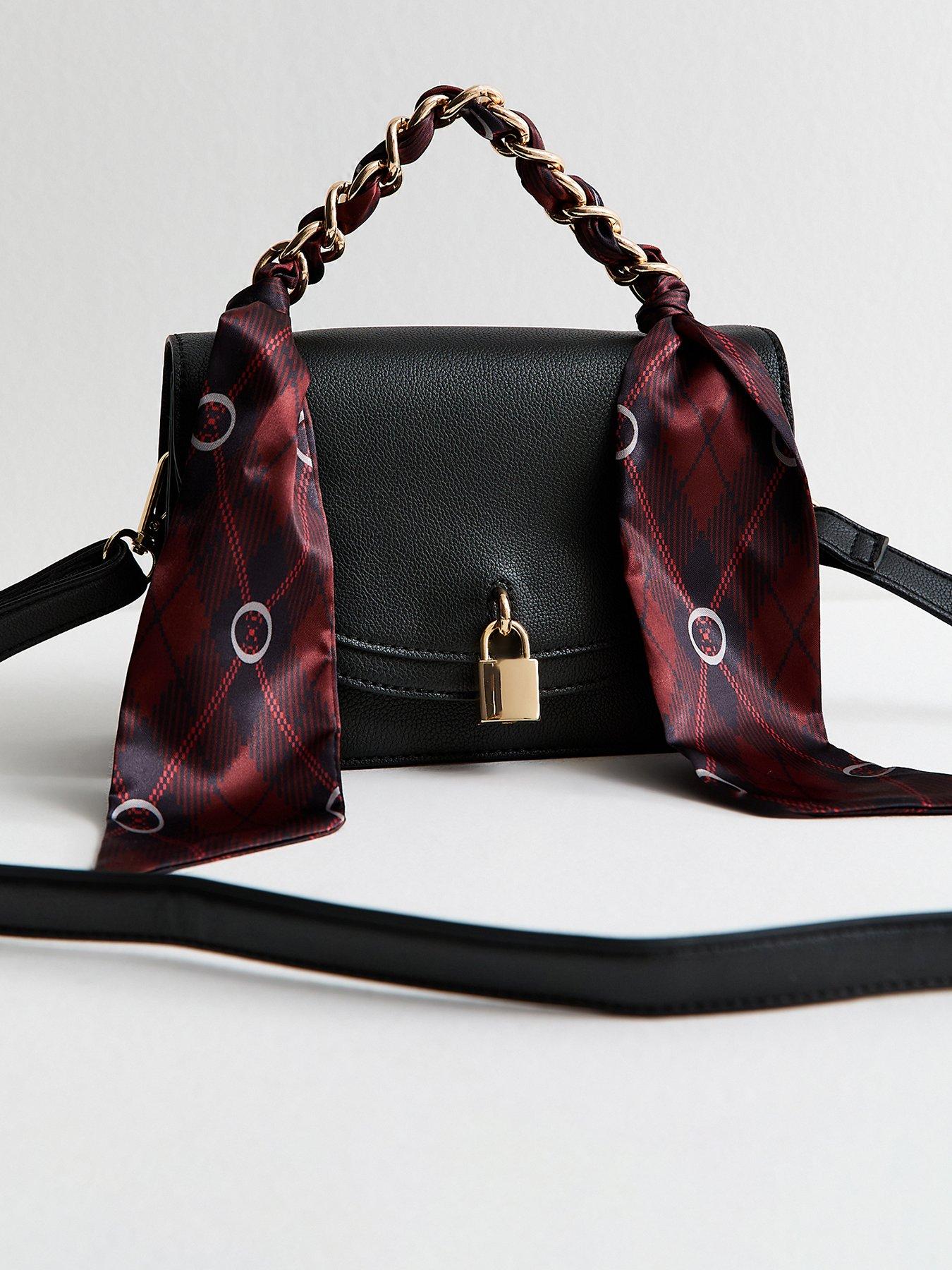 New Look Faux Leather Scarf Handle Cross Body Bag - Black