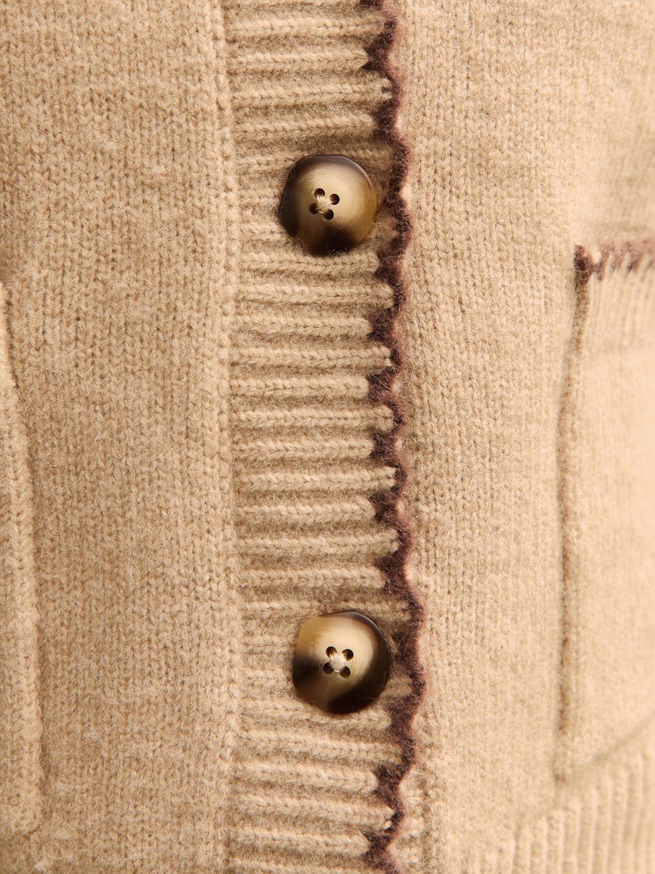  image of new-look-blanket-stitch-collared-cardigan-brown