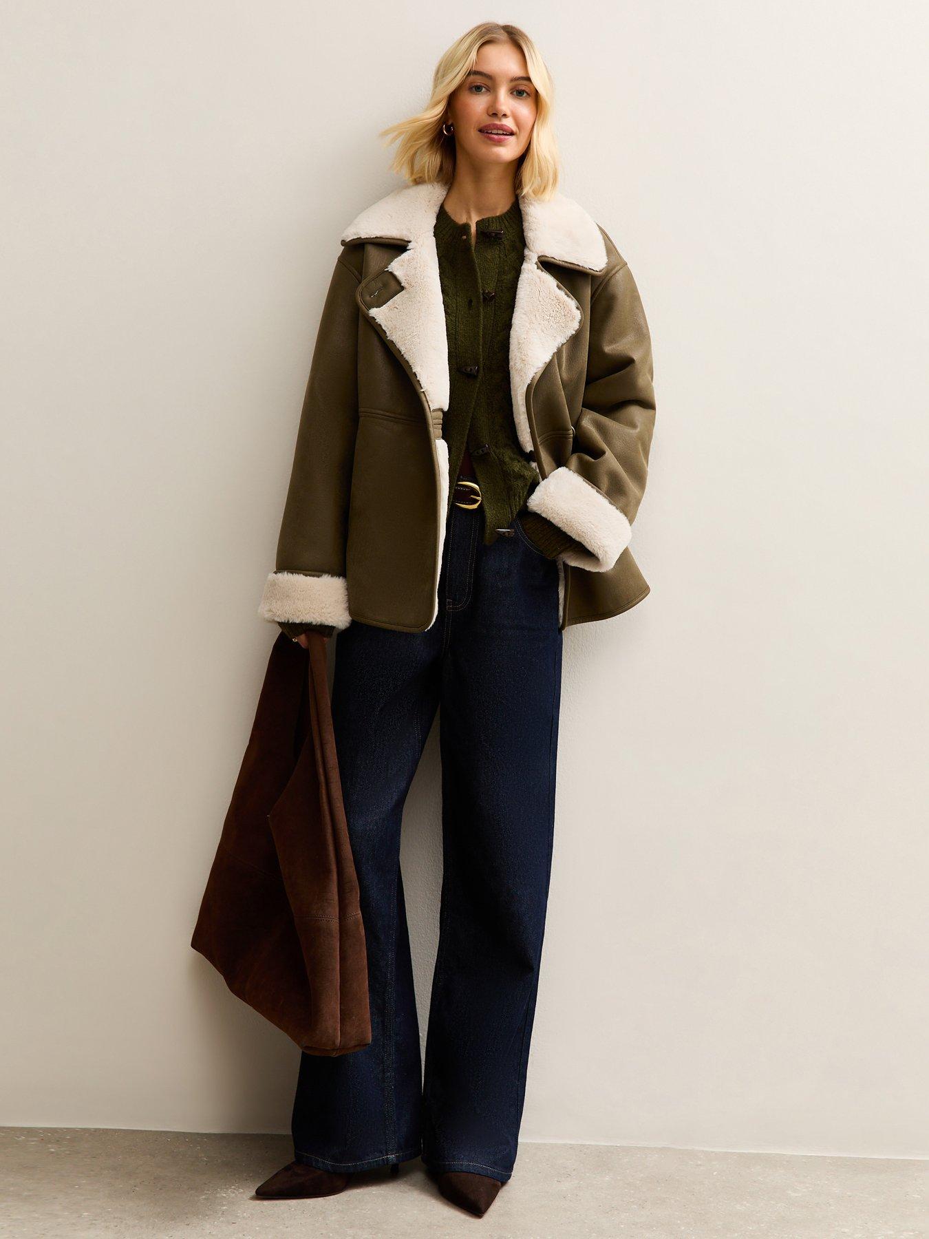  image of new-look-cable-knit-toggle-fastening-cardigan-khaki