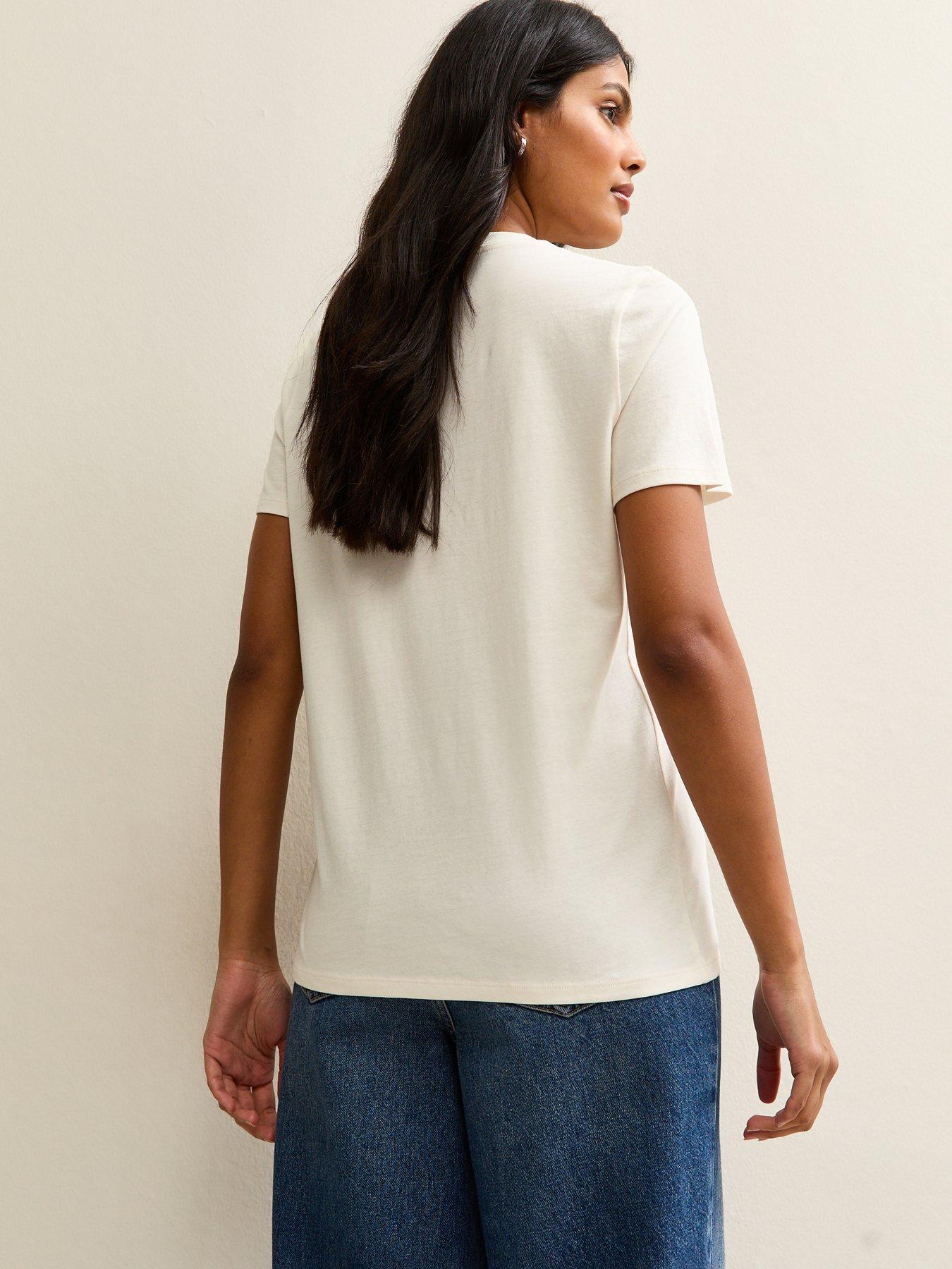 image of new-look-white-sequin-cocktail-t-shirt-cream