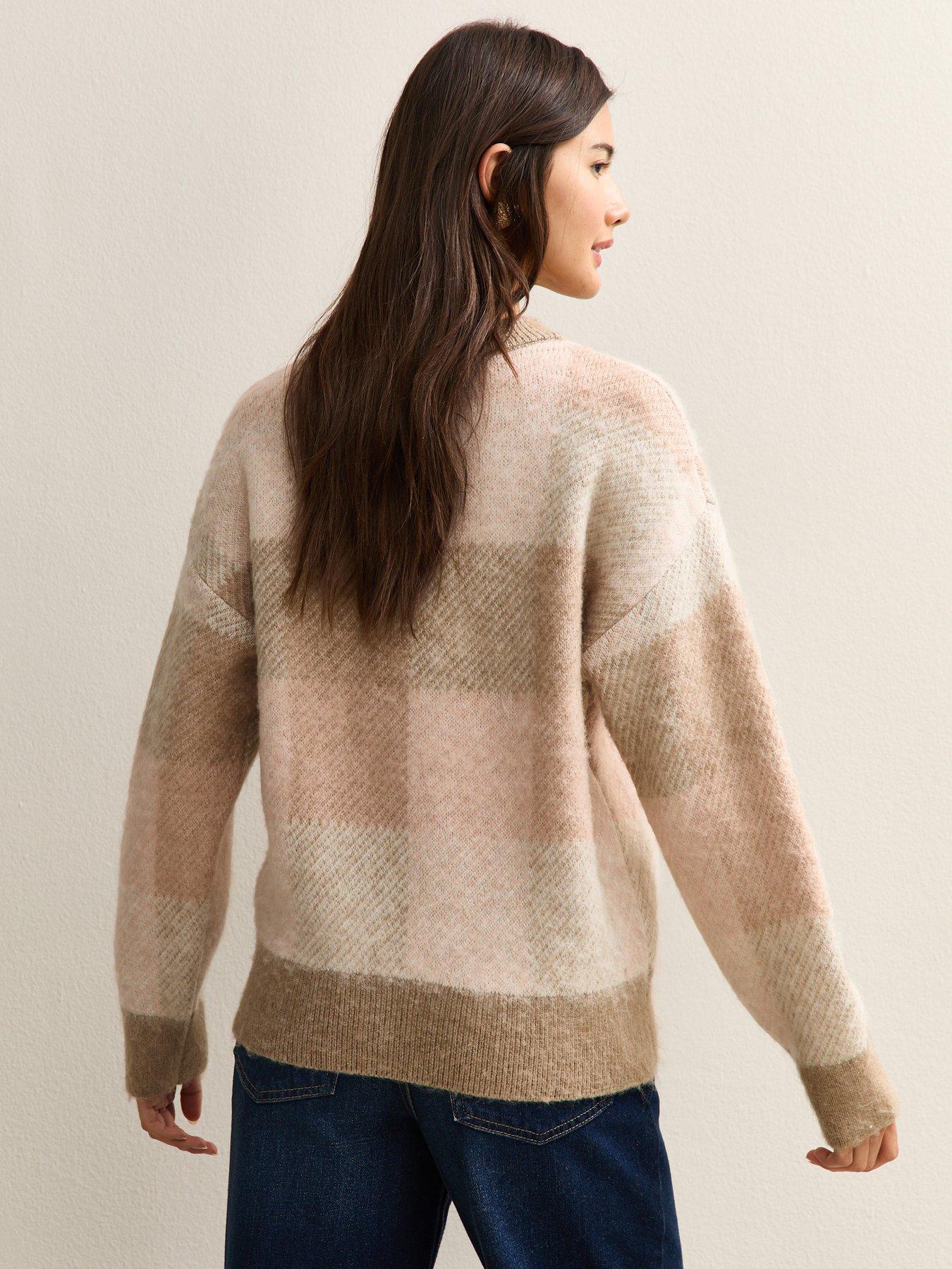 Image 2 of 5 of New Look Brushed Checked Jumper - Pink