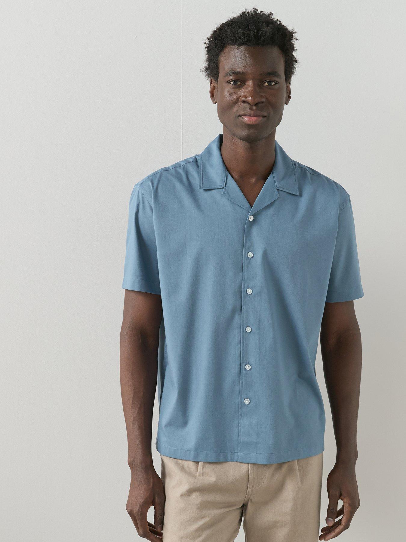 The Very Collection Short Sleeve Button Through Shirt - Blue