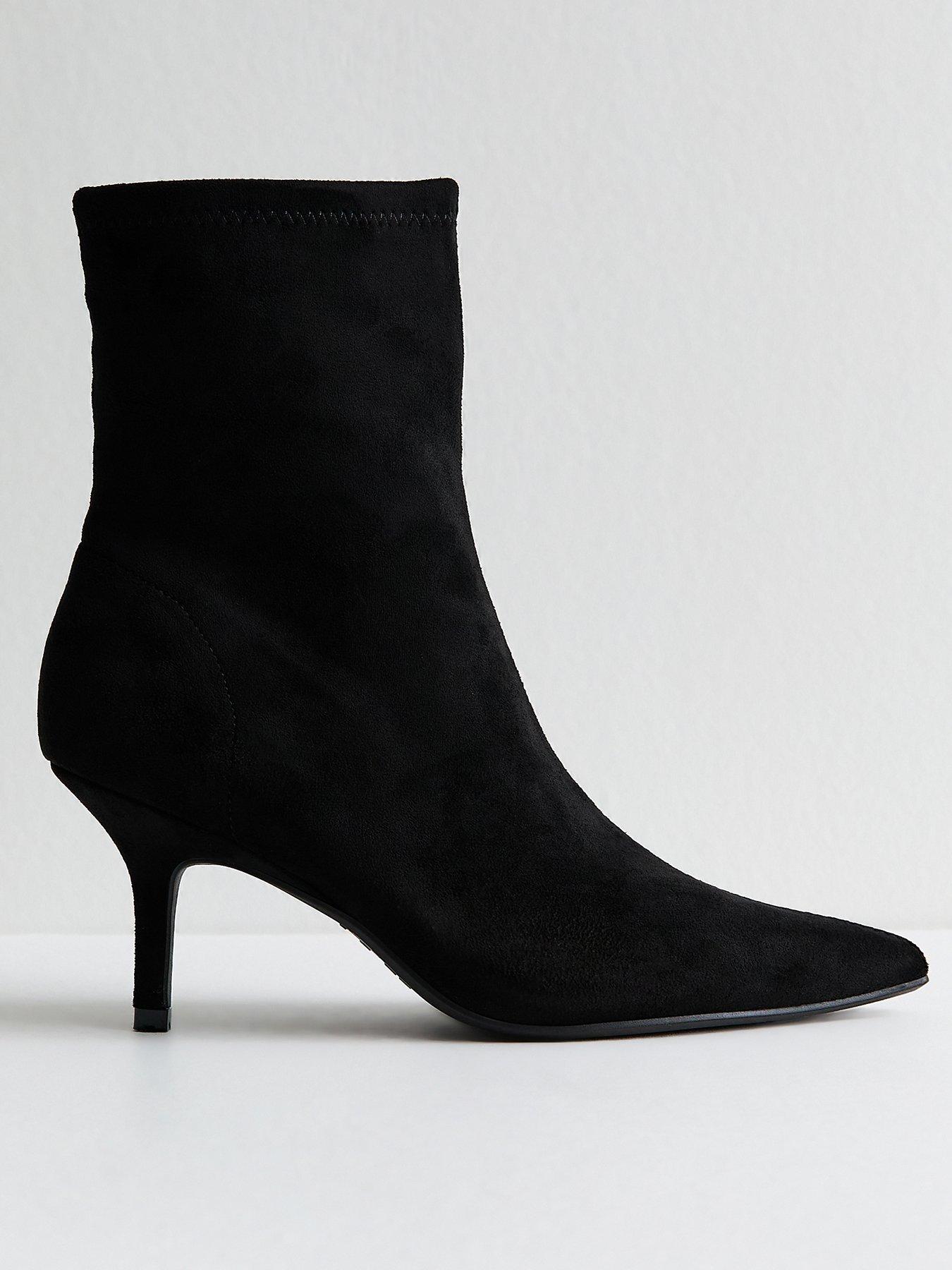 New Look Black Faux Suede Pointed Toe Ankle Boots