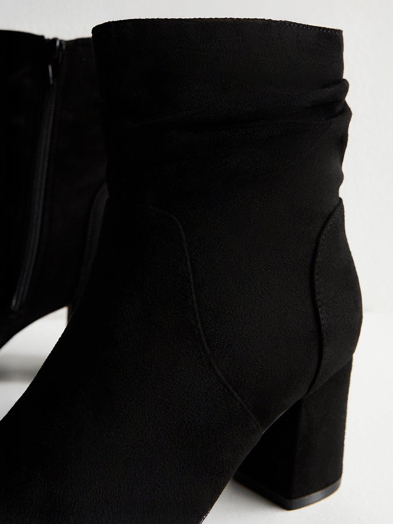  image of new-look-ruched-point-block-heel-boots-black