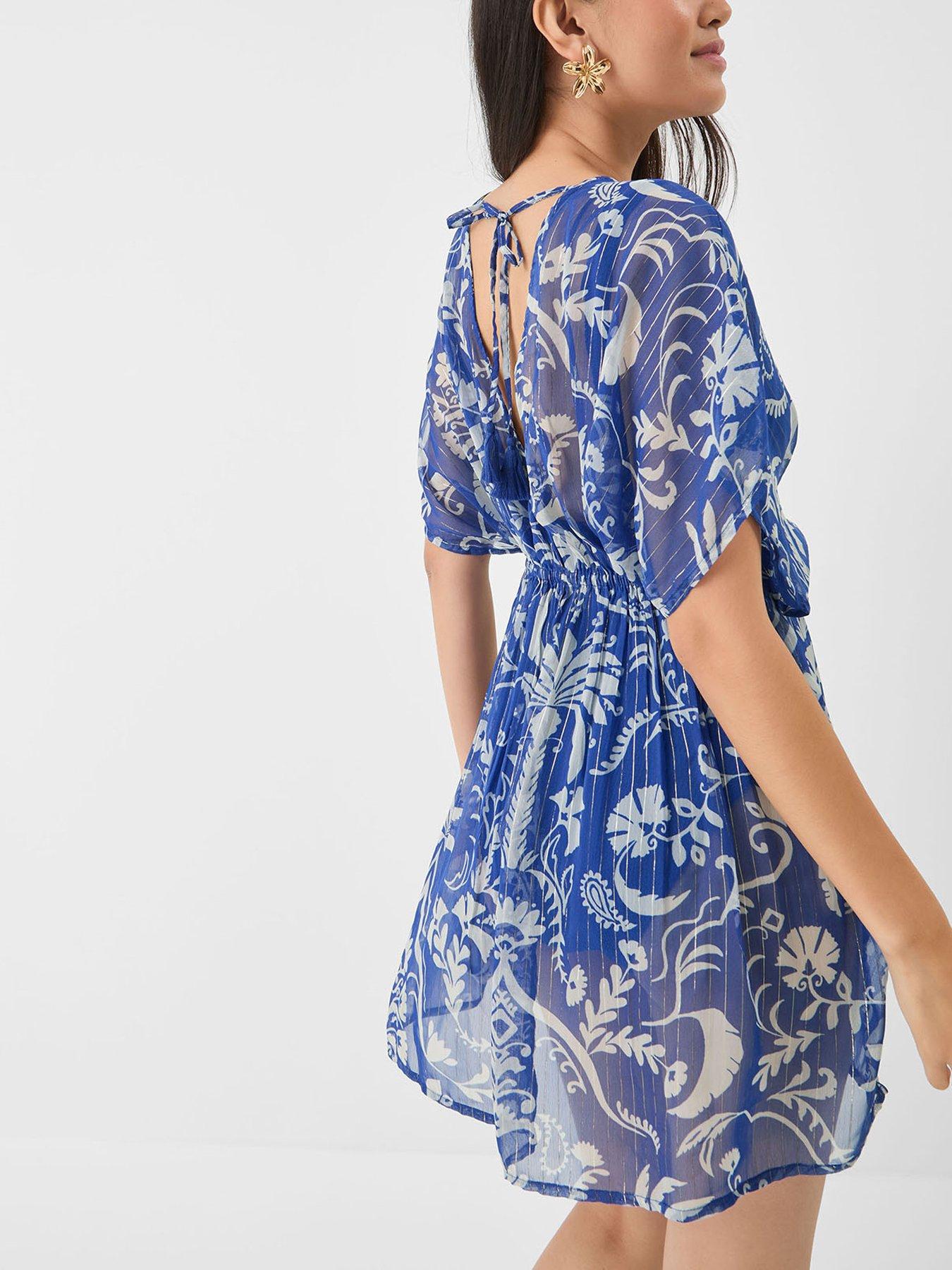 Image 2 of 5 of Accessorize Ornamental Chiffon Kaftan - Blue