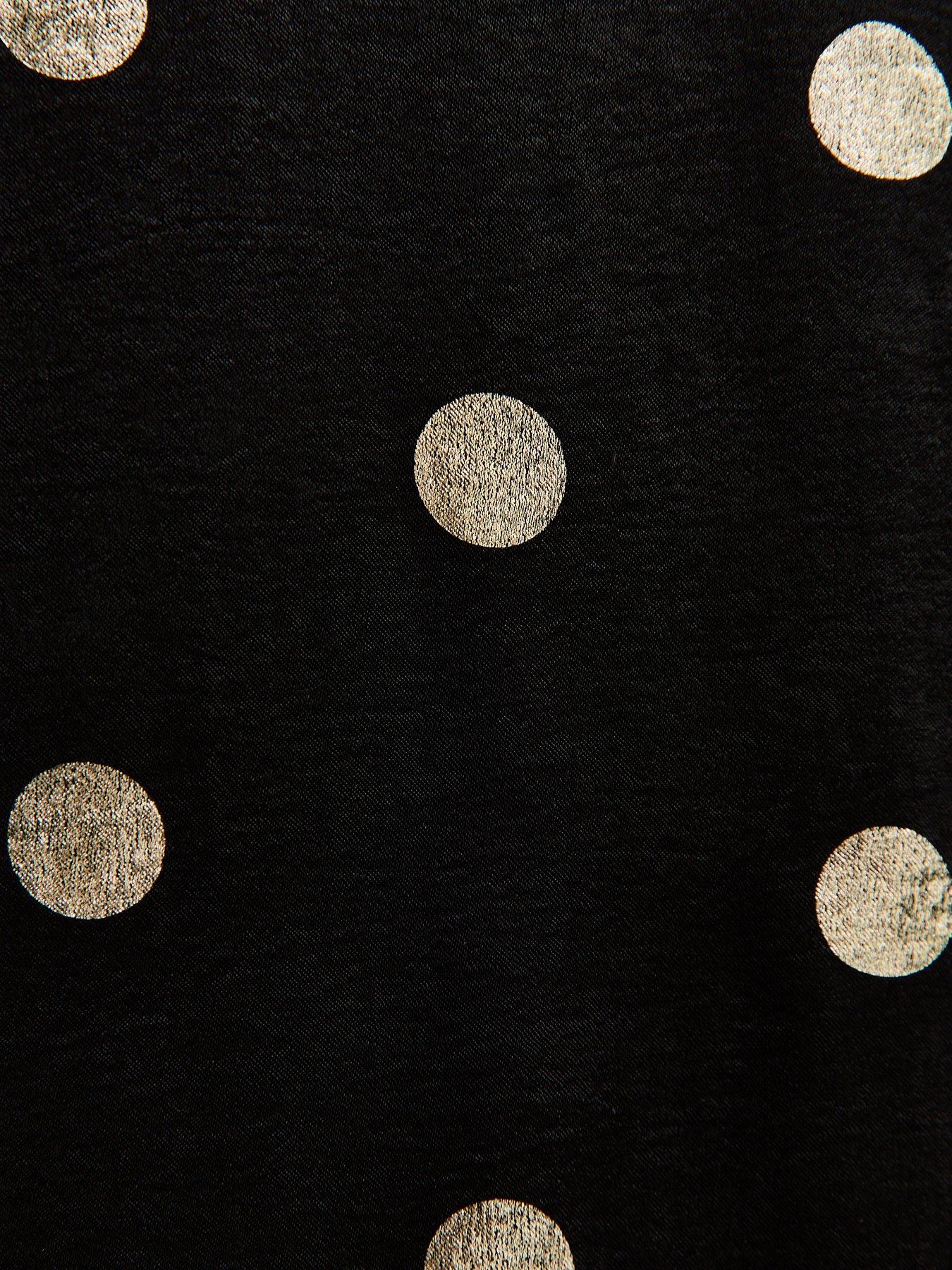 Image 5 of 5 of New Look Black Foiled Polka Dot Keyhole Neck Blouse