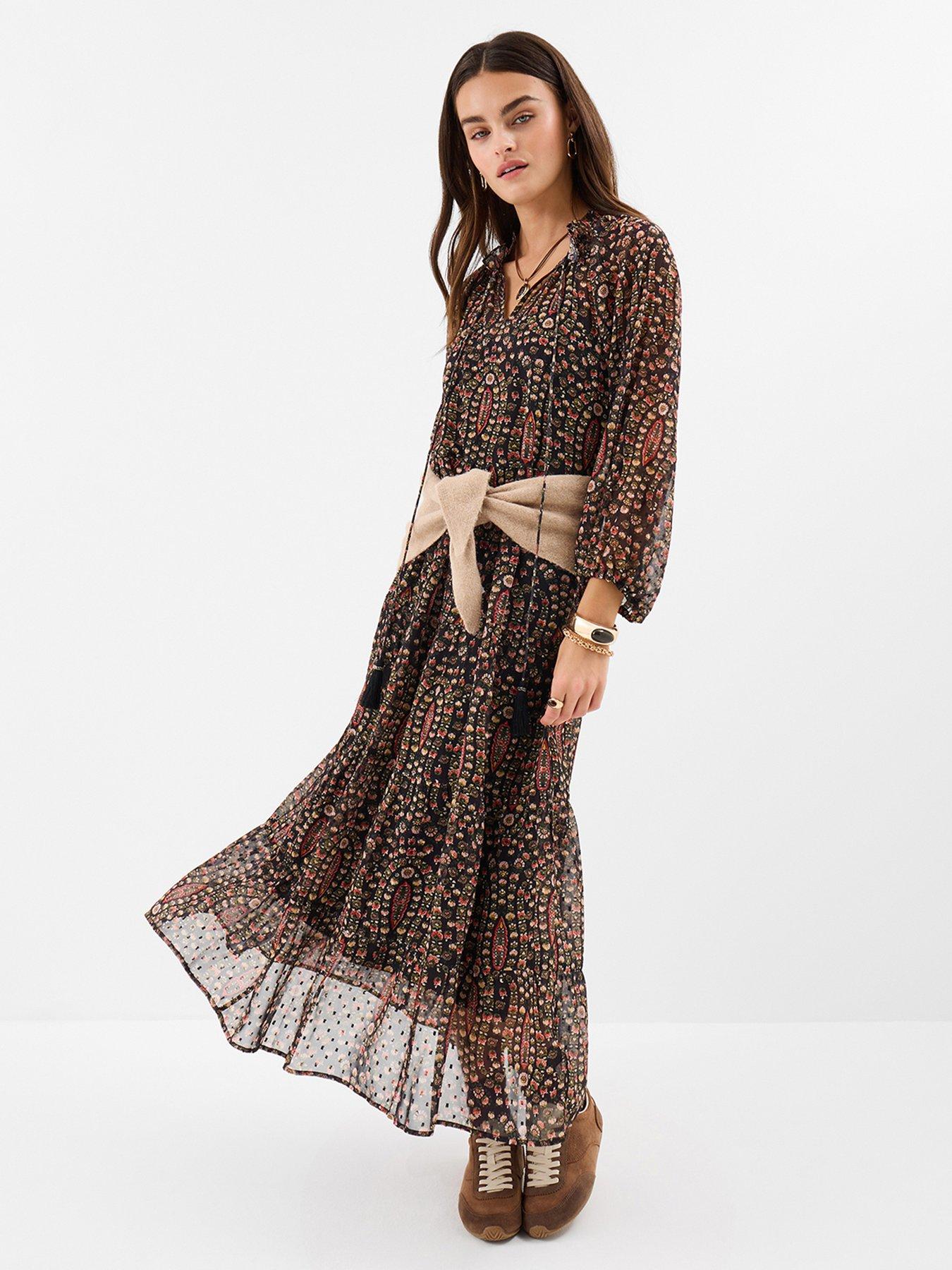  image of accessorize-ditsy-floral-maxi-dress-black