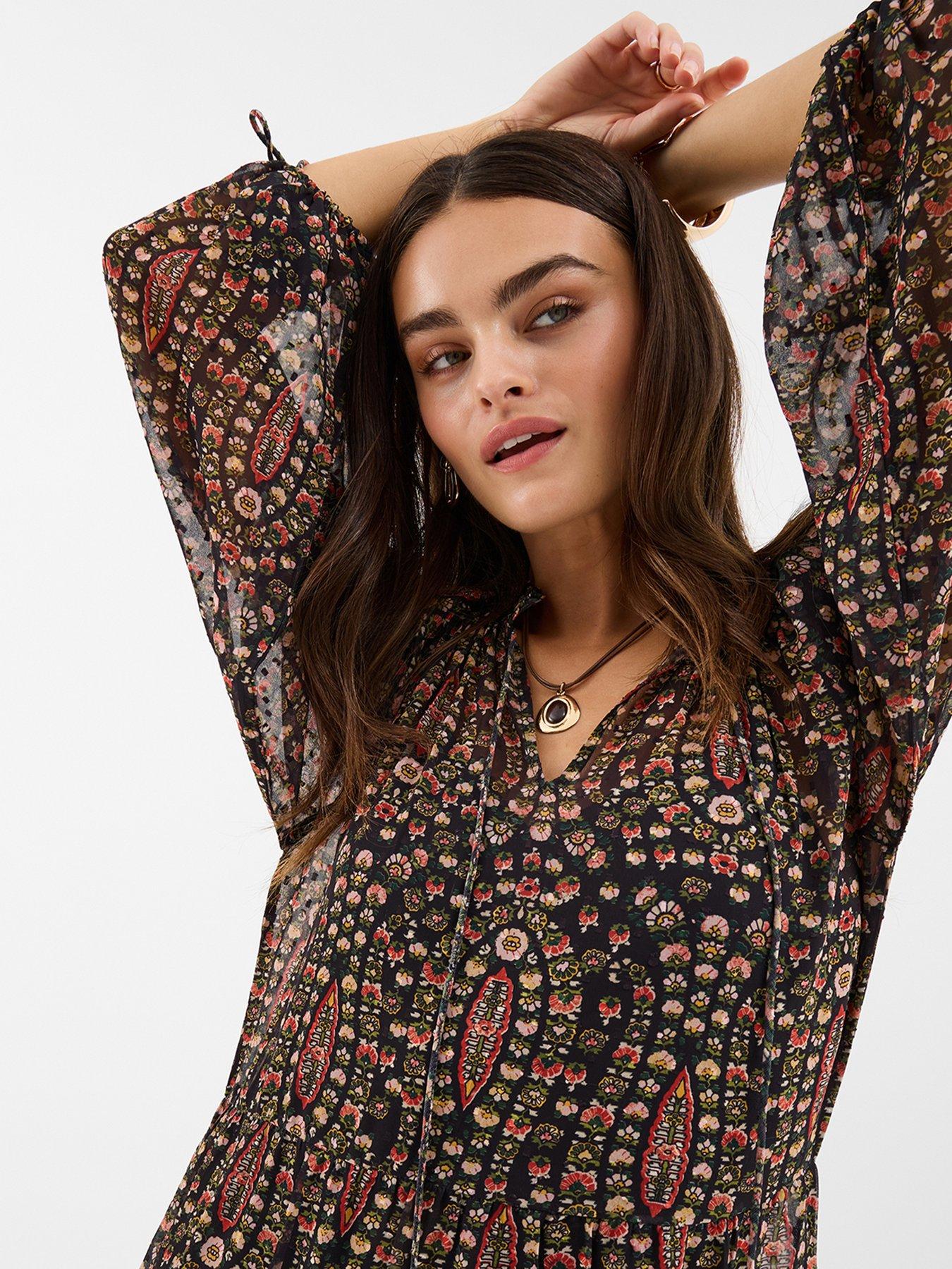  image of accessorize-ditsy-floral-maxi-dress-black