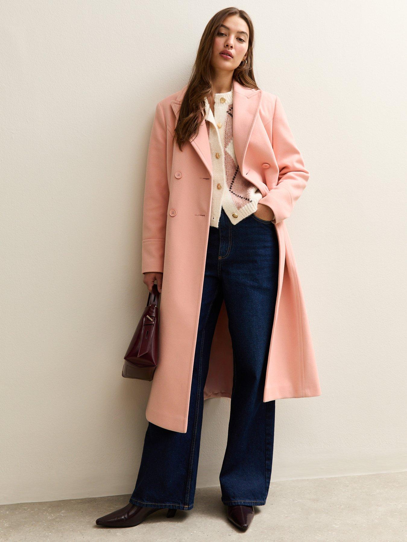  image of new-look-pale-pink-double-breasted-midi-coat