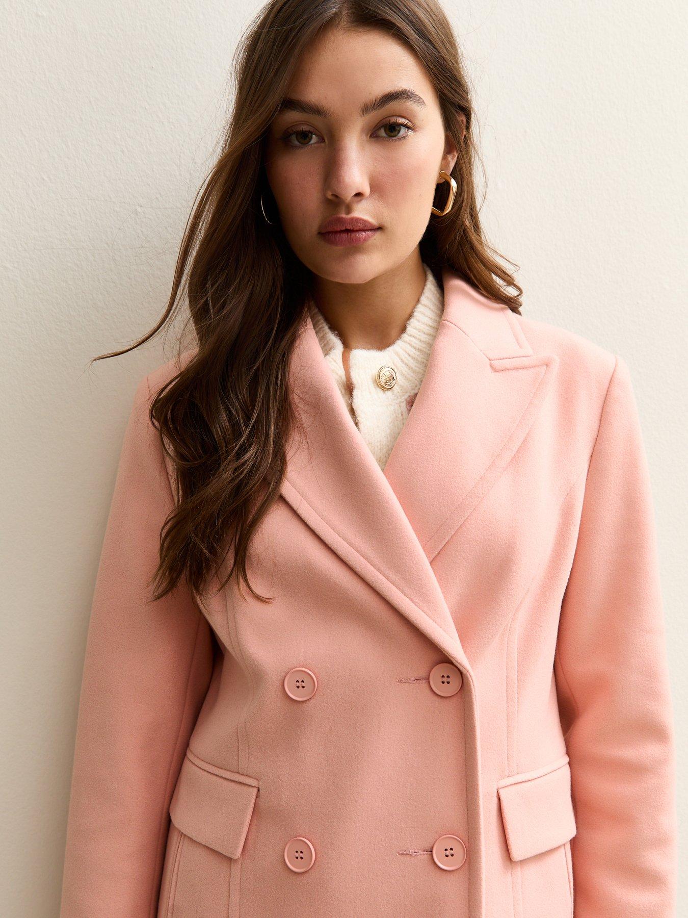  image of new-look-pale-pink-double-breasted-midi-coat