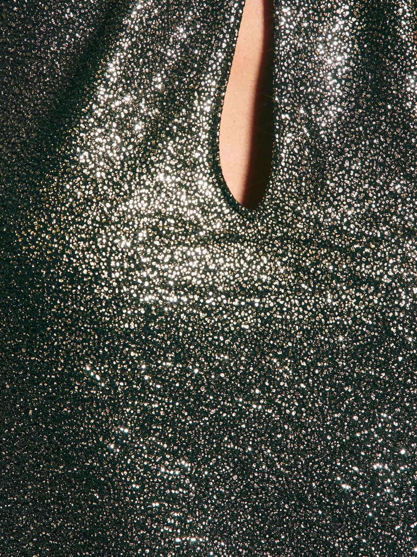  image of new-look-sparkly-keyhole-long-sleeve-top-gold