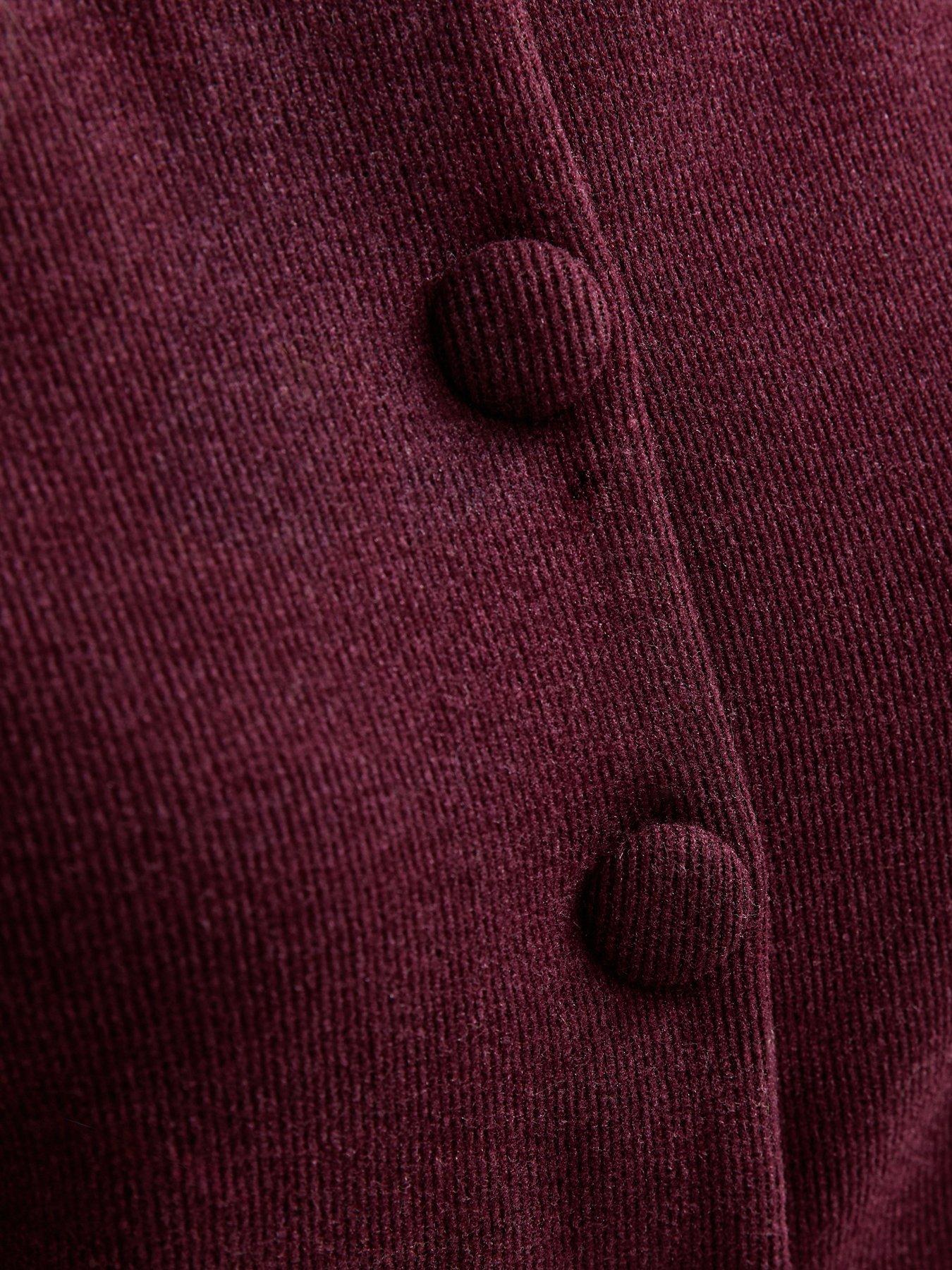  image of new-look-soft-touch-compact-knit-split-front-waistcoat-burgundy
