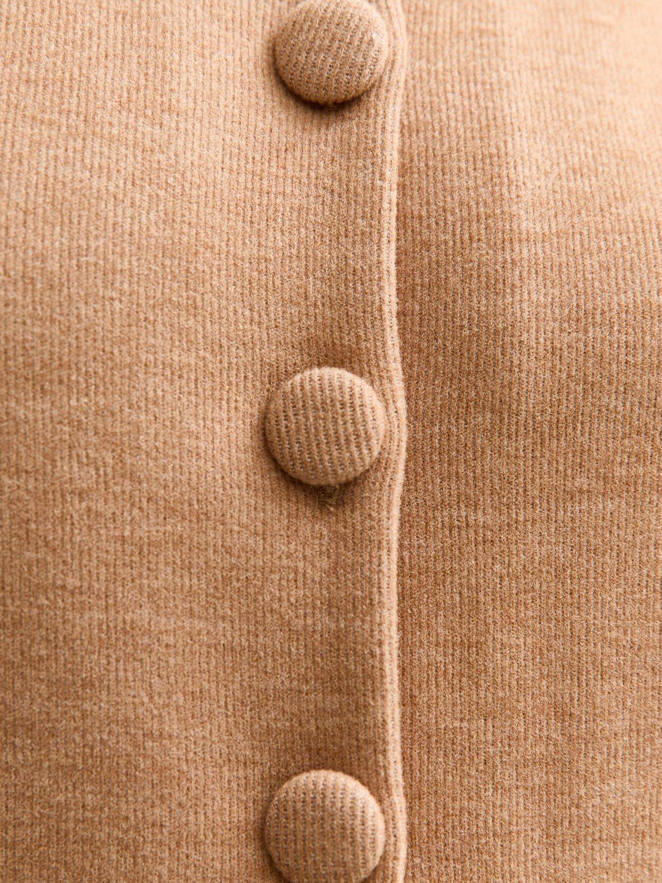 Image 5 of 5 of New Look Soft Touch Compact Knit Split Front Waistcoat - Camel