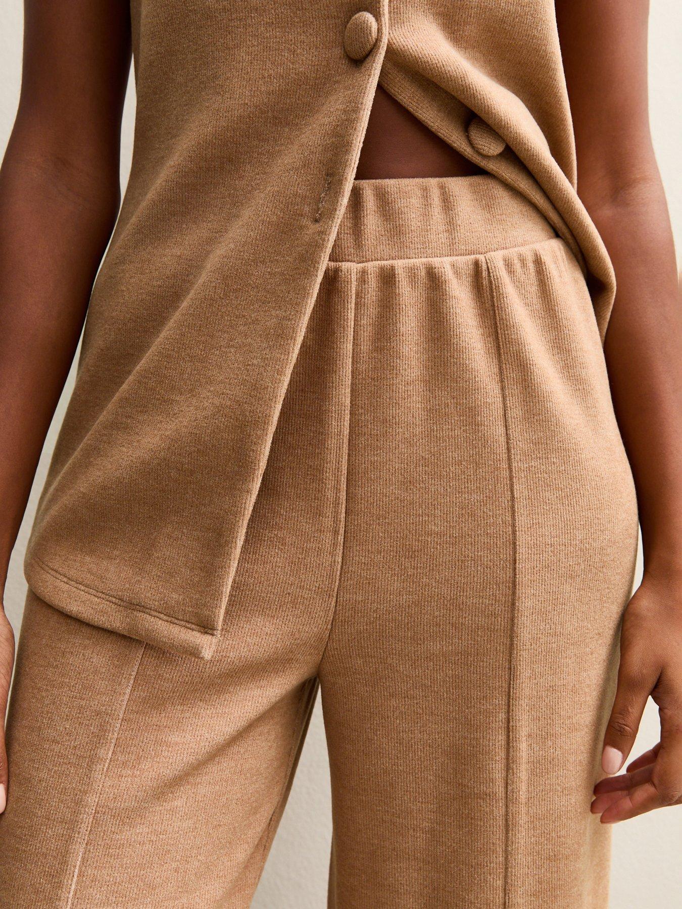Image 5 of 6 of New Look Soft Touch Compact Wide Leg Trouser - Camel
