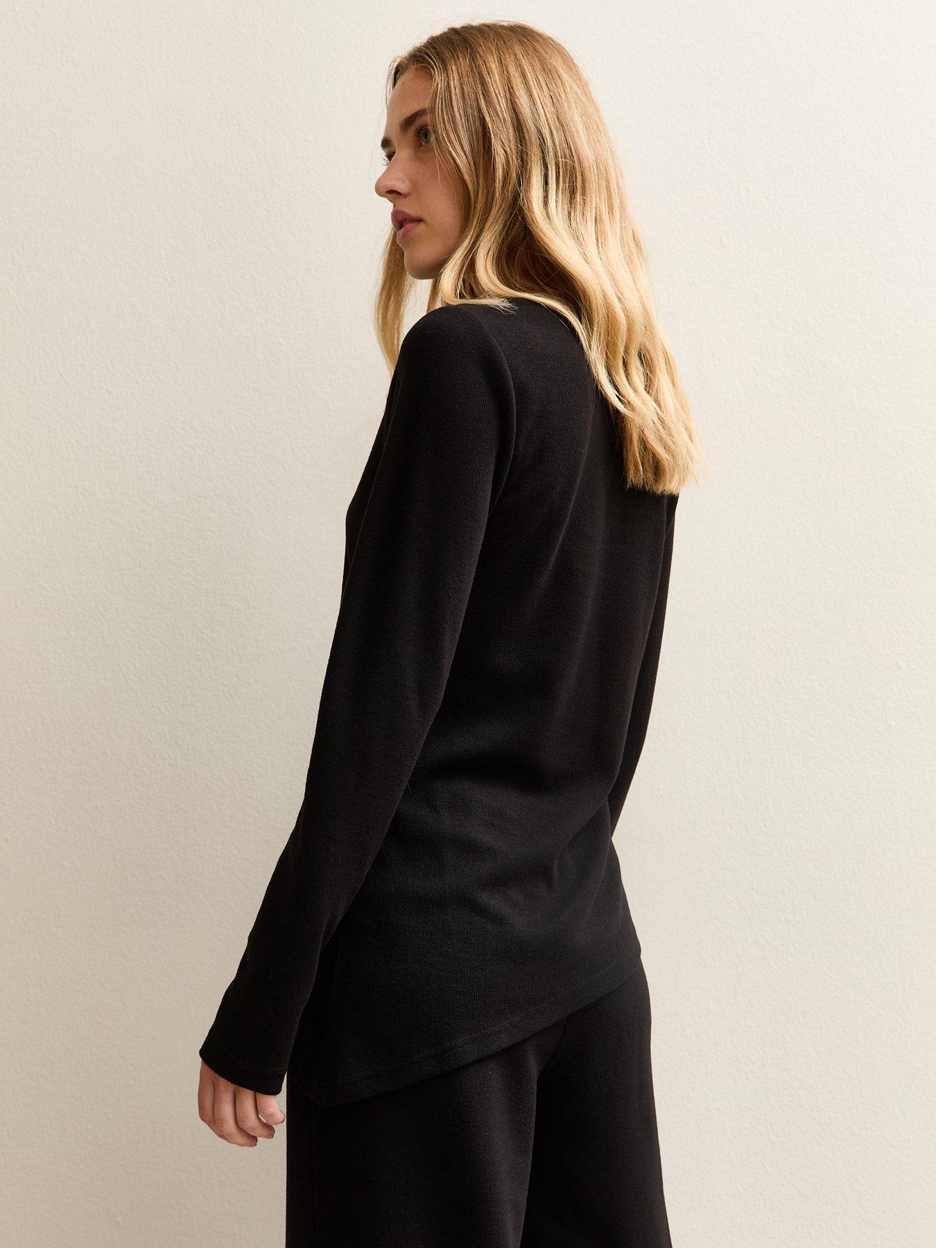 stillFront image of new-look-soft-touch-brooch-trim-top-black