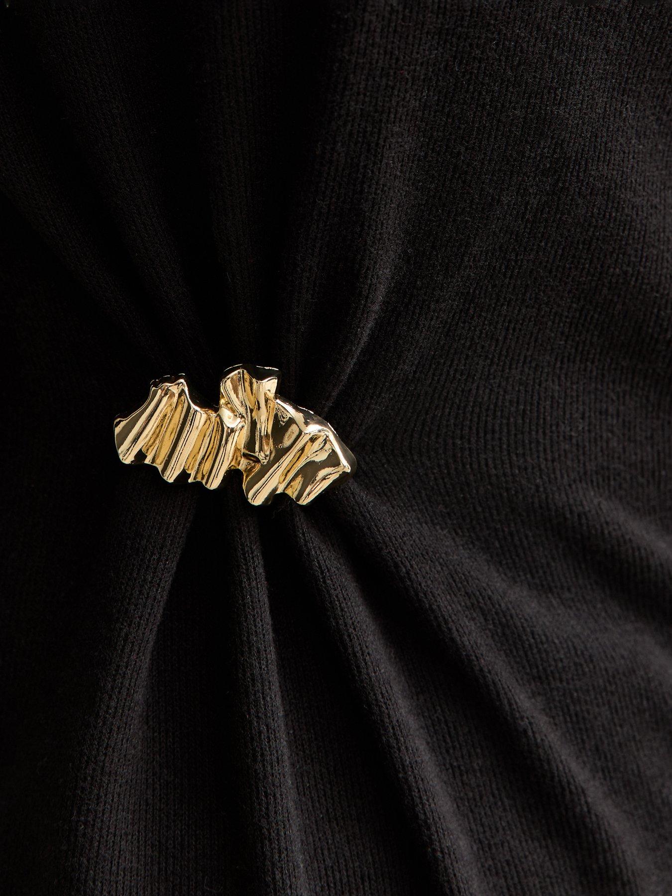 image of new-look-soft-touch-brooch-trim-top-black