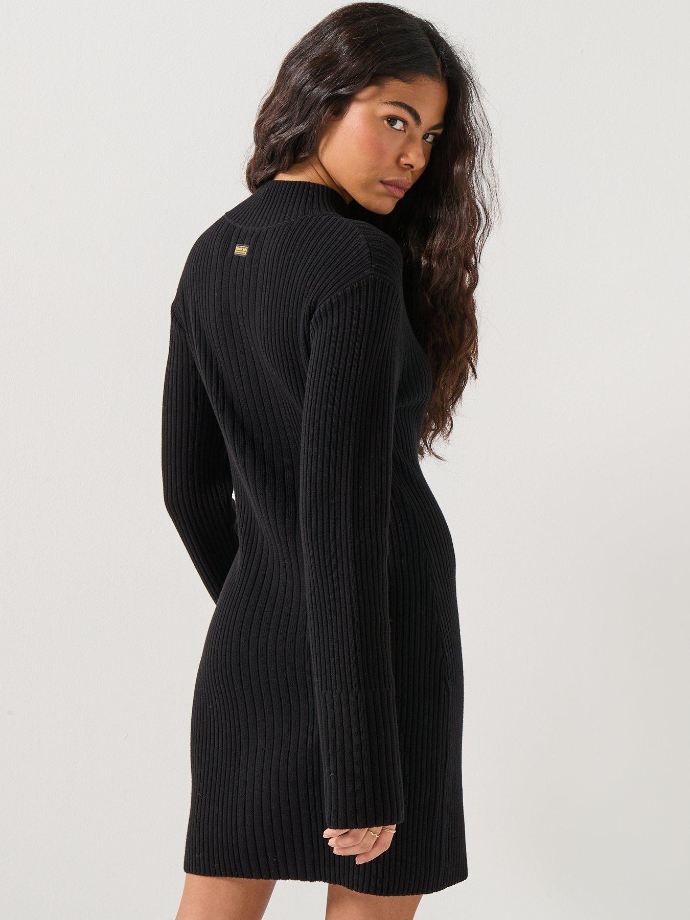  image of barbour-international-reagan-knitted-mini-dress--black