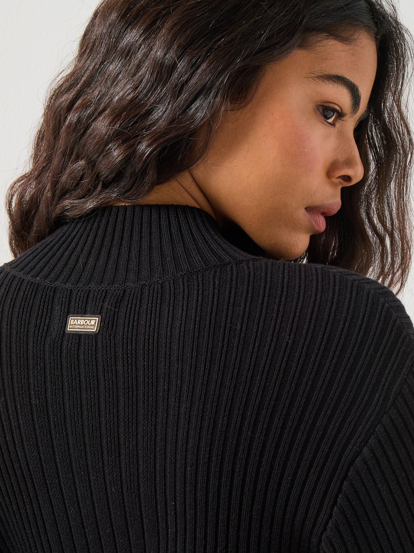  image of barbour-international-reagan-knitted-mini-dress--black