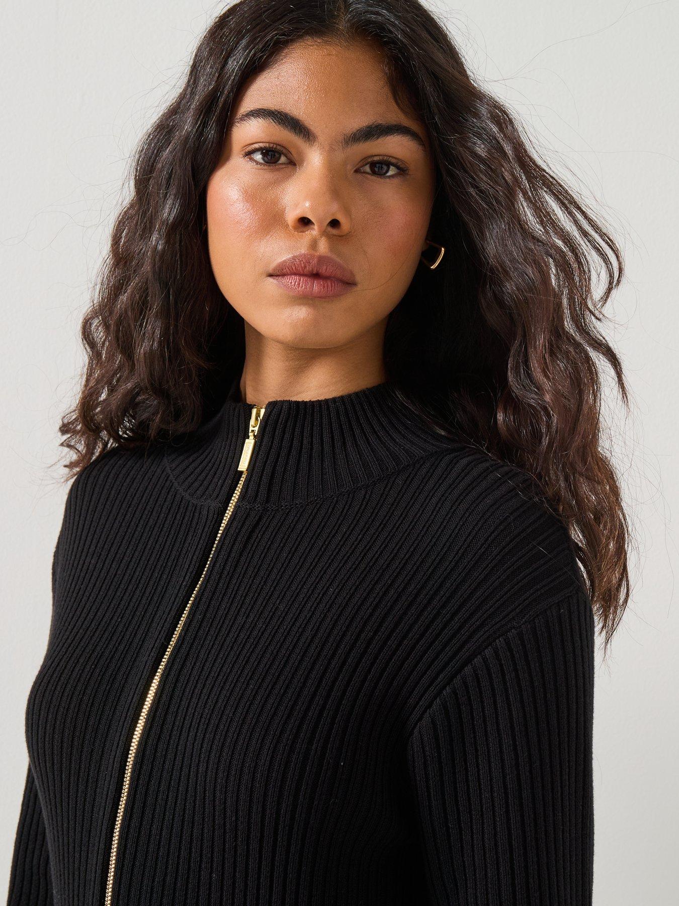  image of barbour-international-reagan-knitted-mini-dress--black