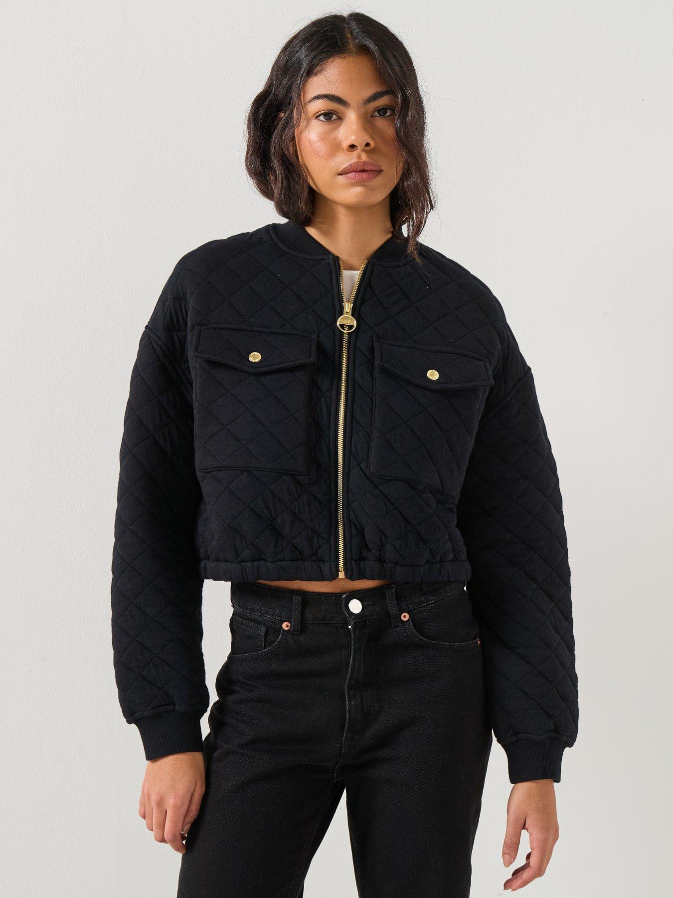 Image 1 of 6 of Barbour International Katya Sweat Bomber Jacket - Black