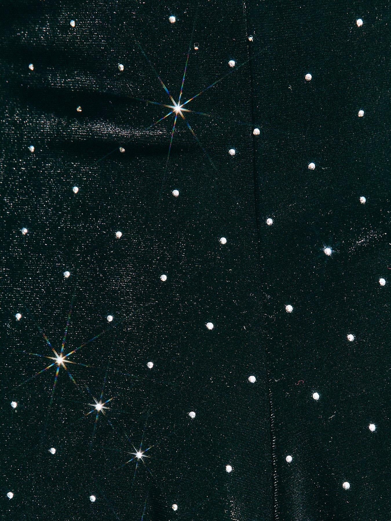 Image 5 of 5 of New Look Black Velvet Diamante Studded Mini Dress